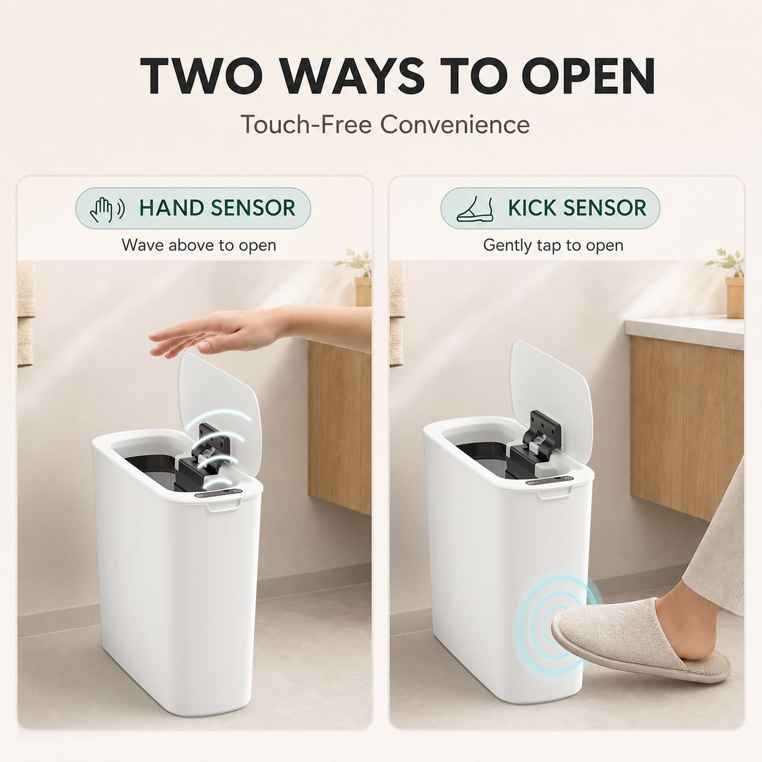 Automatic Small Bathroom Trash Can with Lid