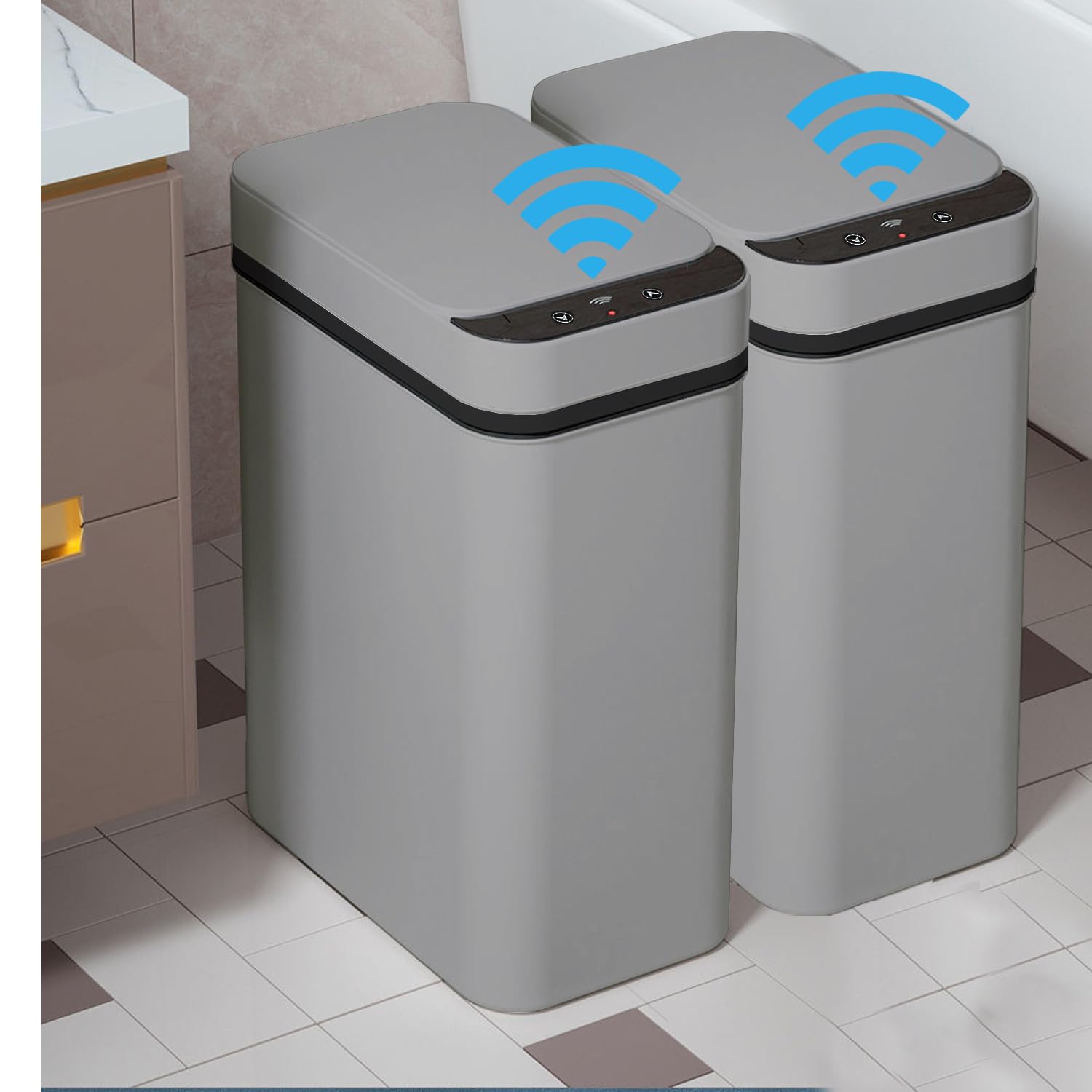 2 Pack 2.5 Gallon Motion Sensor Bathroom Trash Can (2 Count)