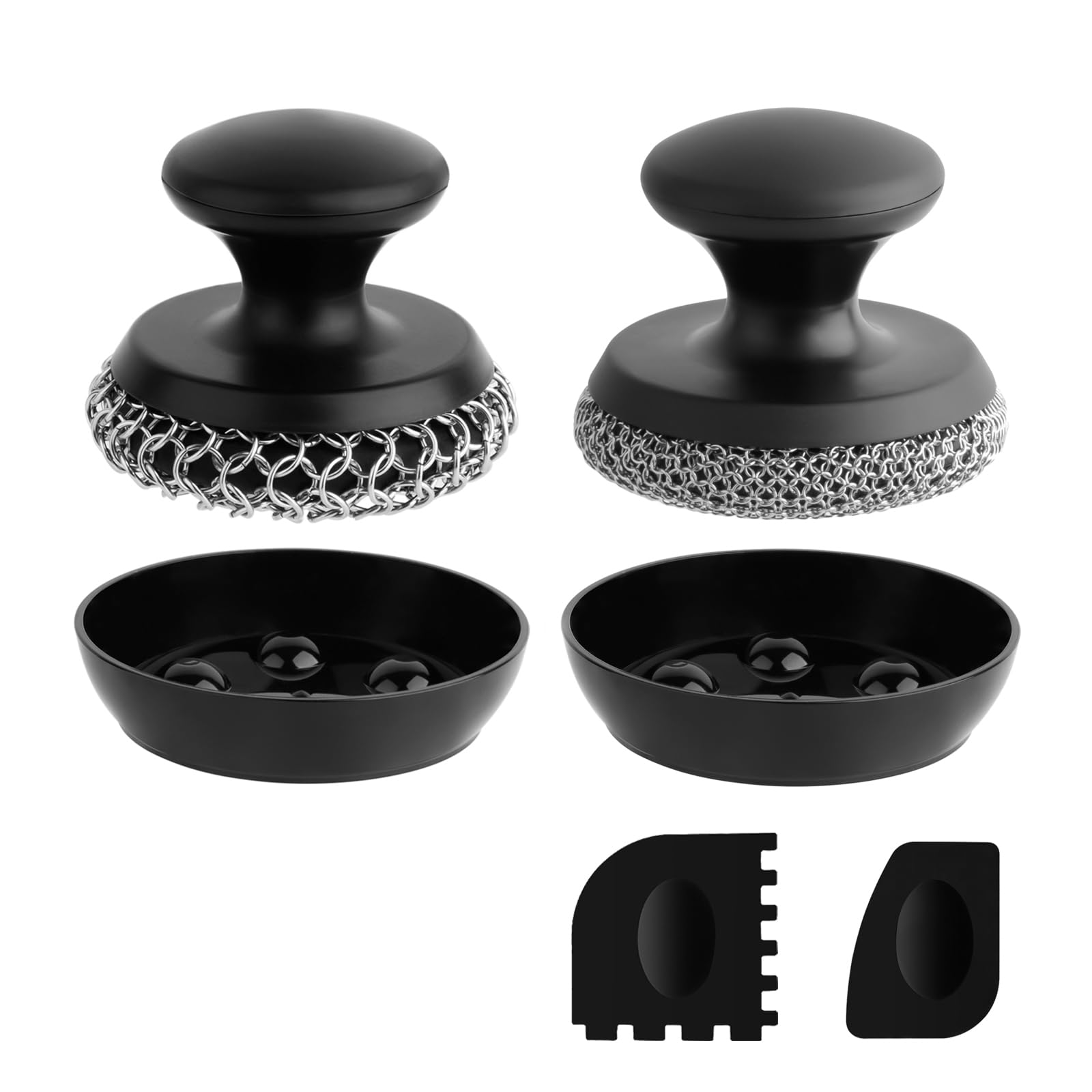 2PCS Cast Iron Scrubber Cleaner (3.2 Ounce)