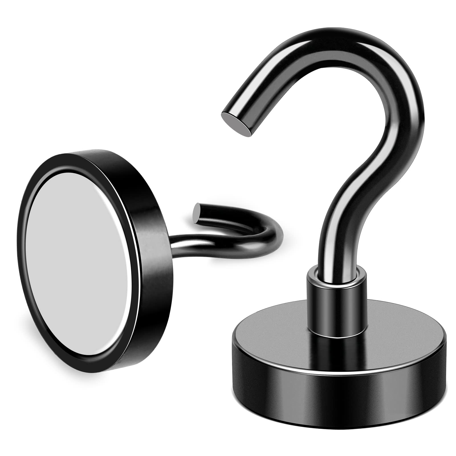 Black Magnetic Hooks Heavy Duty 30Lbs+ Strong Neodymium Magnets (130 Count)