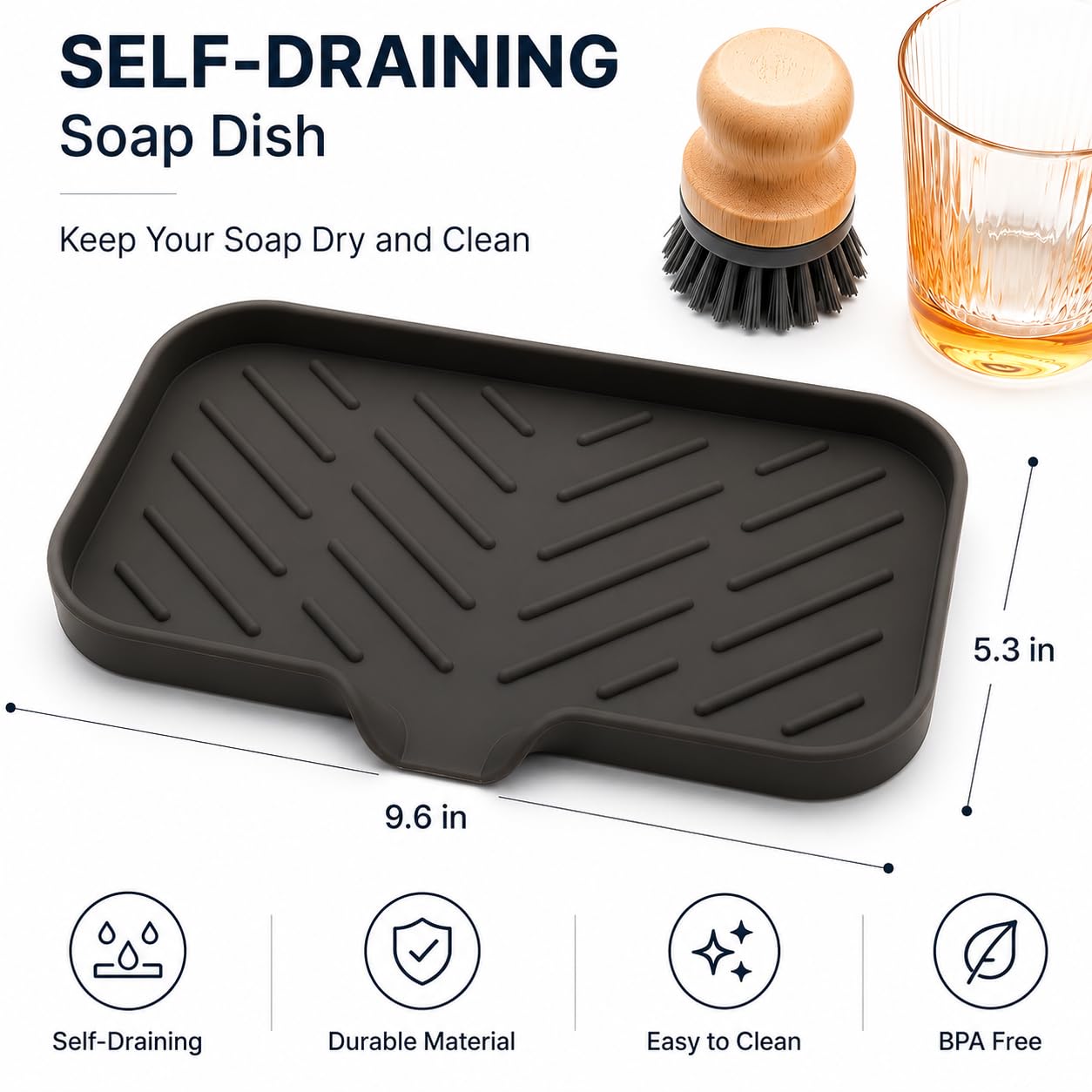 Silicone Soap Dish with Drain Spout