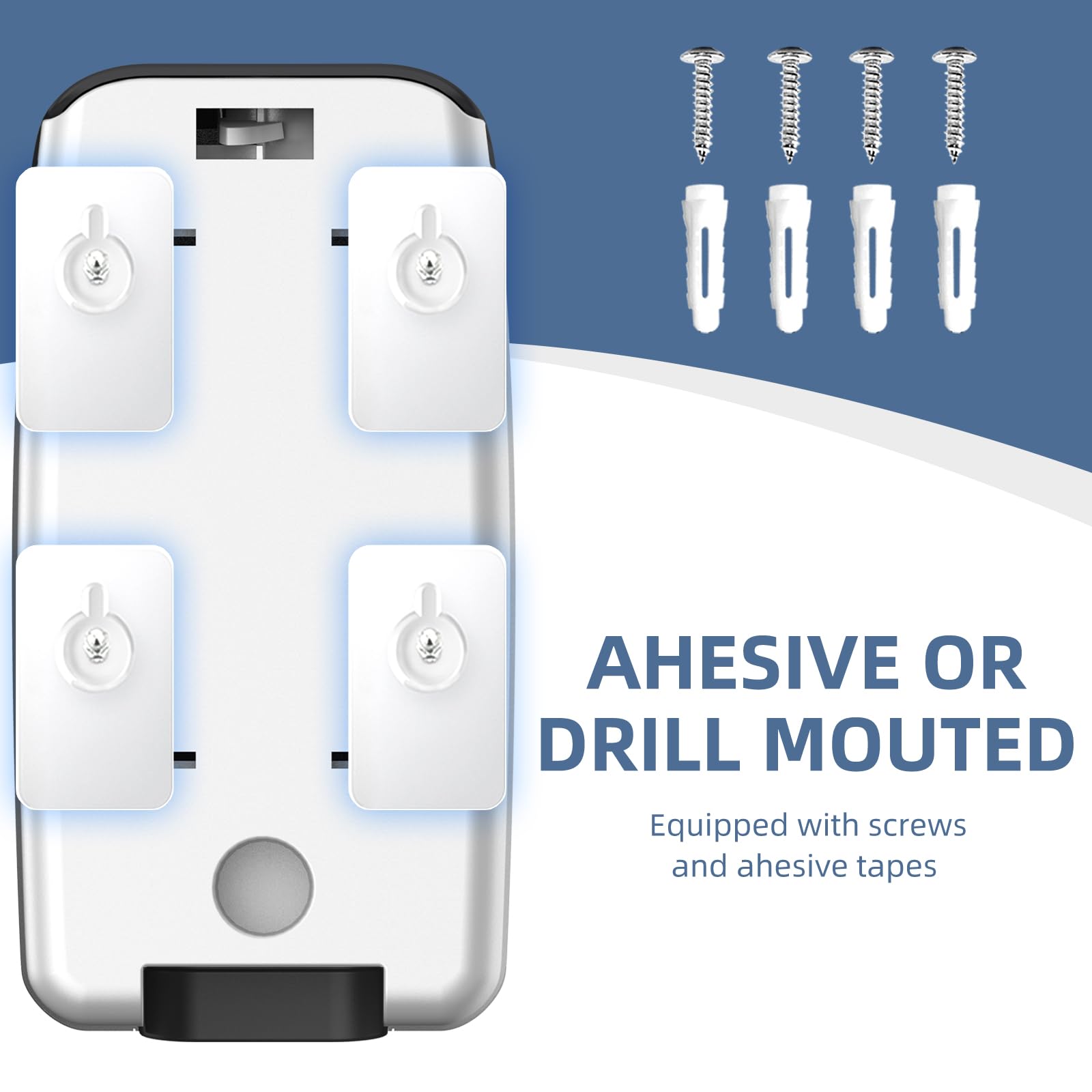 Soap Dispenser Wall Mount Adhesive Commercial Soap Dispenser 800ml No Drill Hand Sanitizer Dispenser for Bathroom Support Liquid and Gel