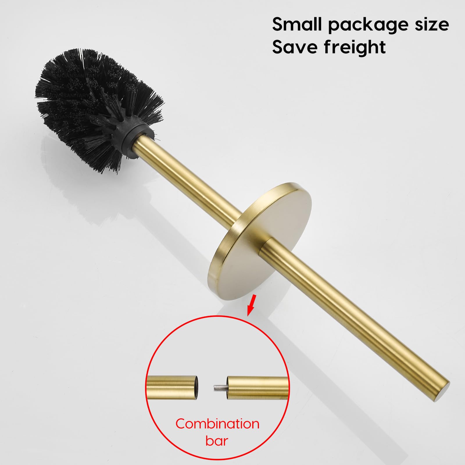 Brushed Gold Stainless Steel Wall Mounted Toilet Brush and Cover