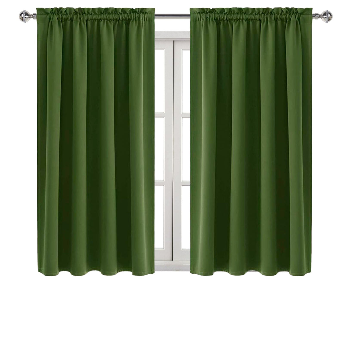 Blackout Curtains for Bedroom 52 x 45 Inch Long Olive Green 2 Panels (2 Count)