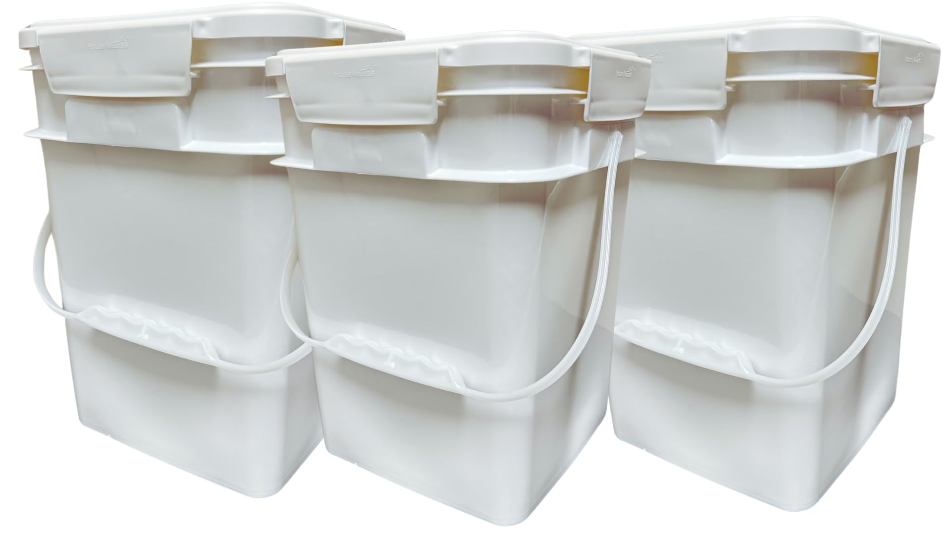 4 Gallon Square Food Grade Bucket Pail with Plastic Handles and Lid