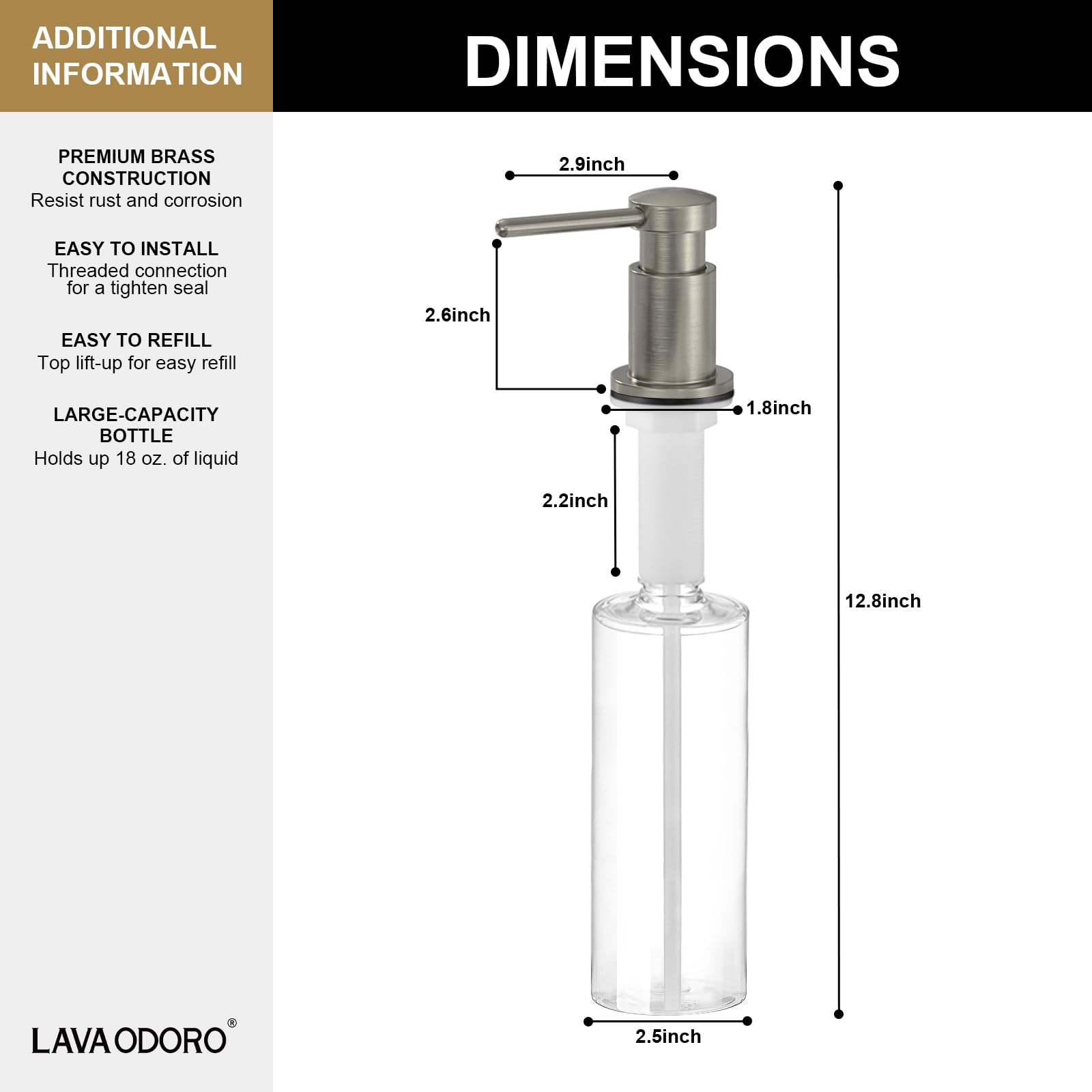 Soap Dispenser for Kitchen Sink (18 Ounce)