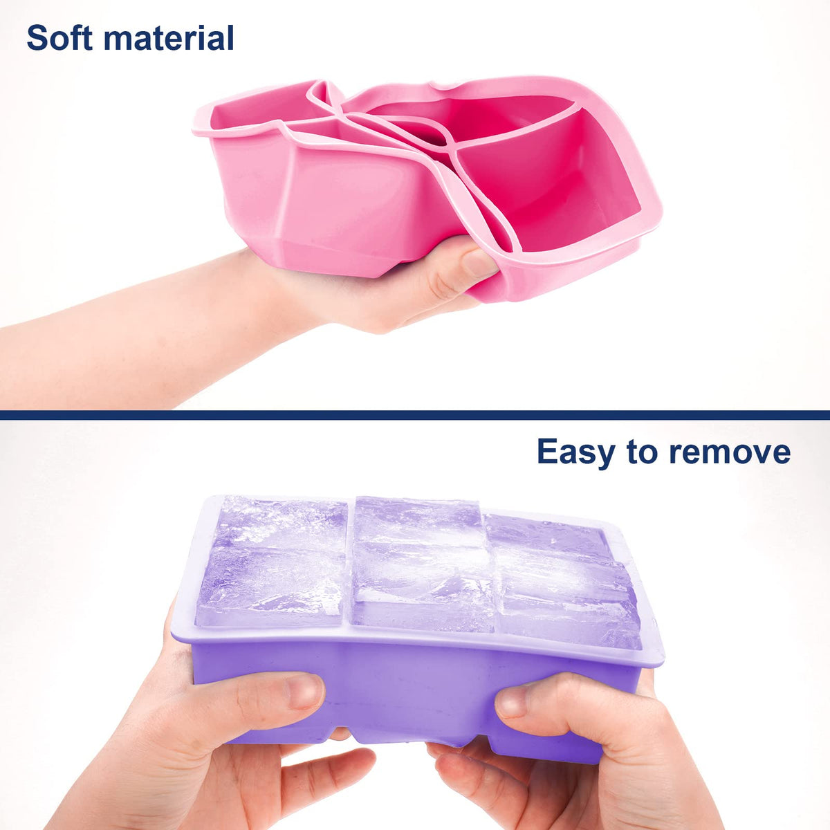 Silicone Ice Cube Trays 3 Pack (3 Count)
