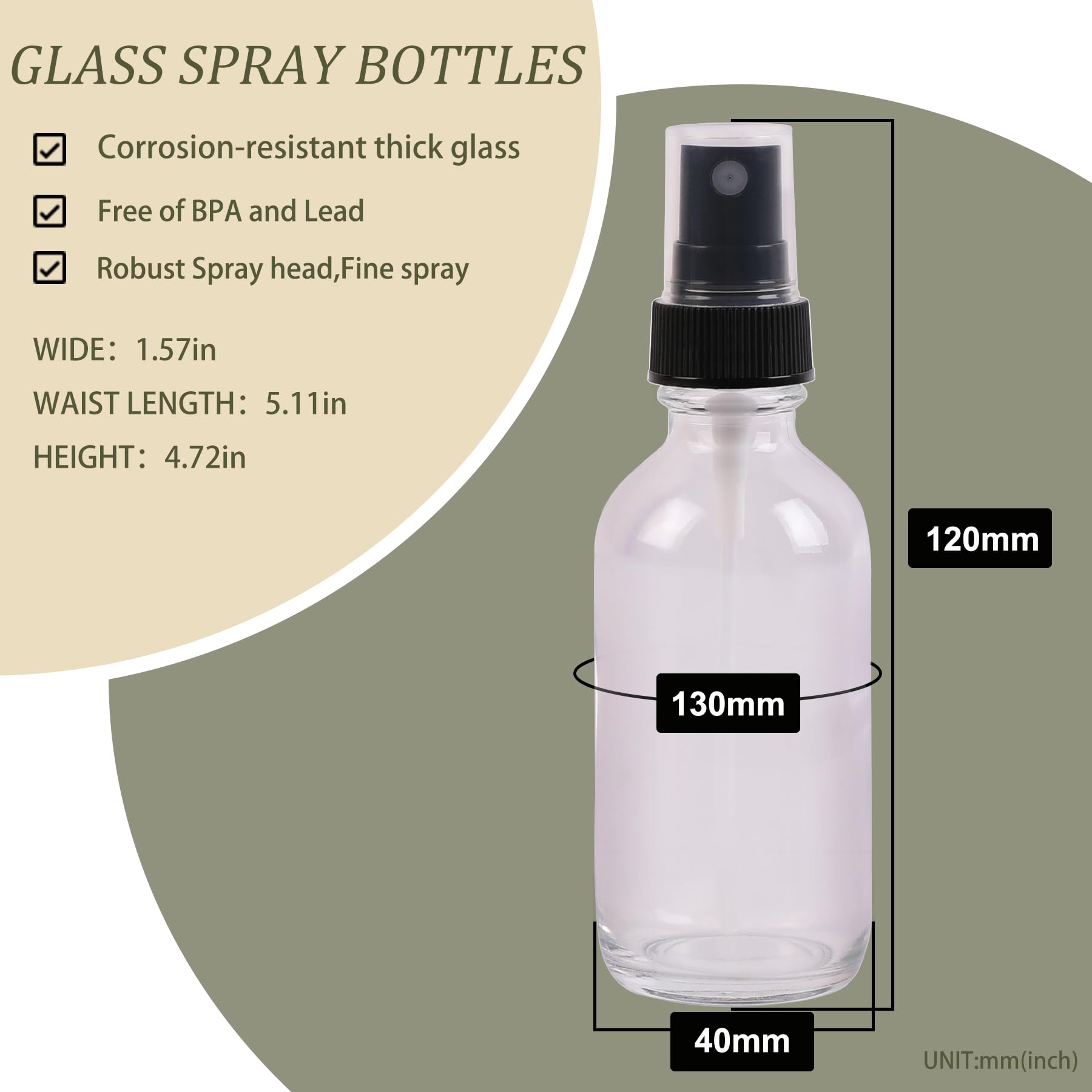 Clear Glass Small Spray Bottles 2 oz 48 Packs (48 Count)