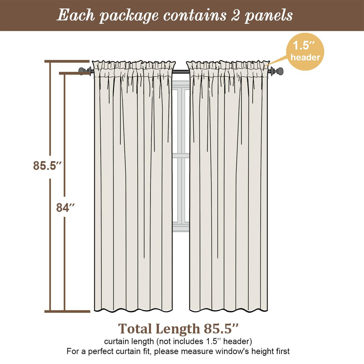 Charcoal Grey Sheer Curtains 84 Inches Long 2 Panels (2 Count)