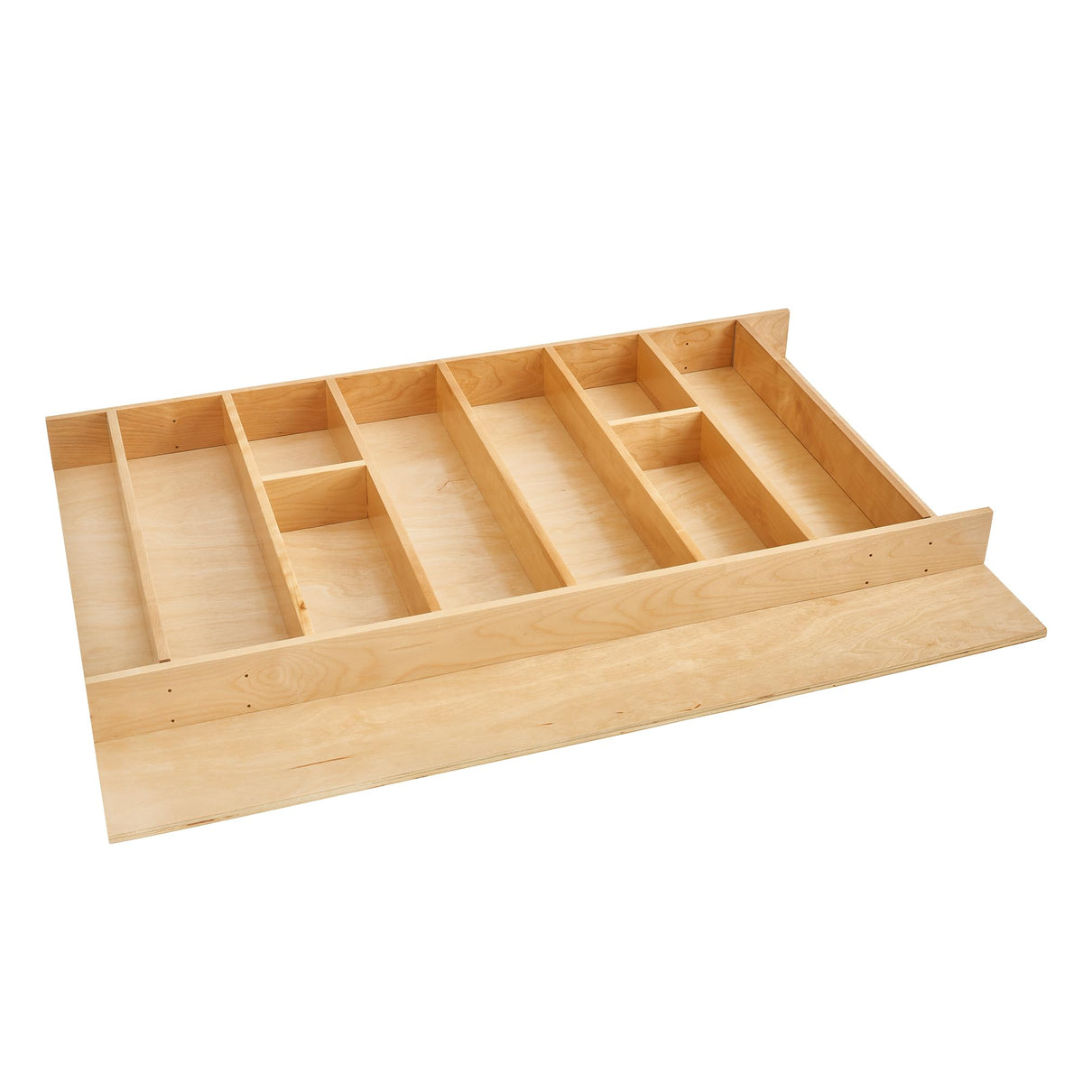 Trim-to-Fit Silverware Drawer Organizer For Kitchen Utensils, Cutlery Cabinet Storage Divider Insert, 33.11 x 21.97 In, Maple Wood, 4WUT-36SH