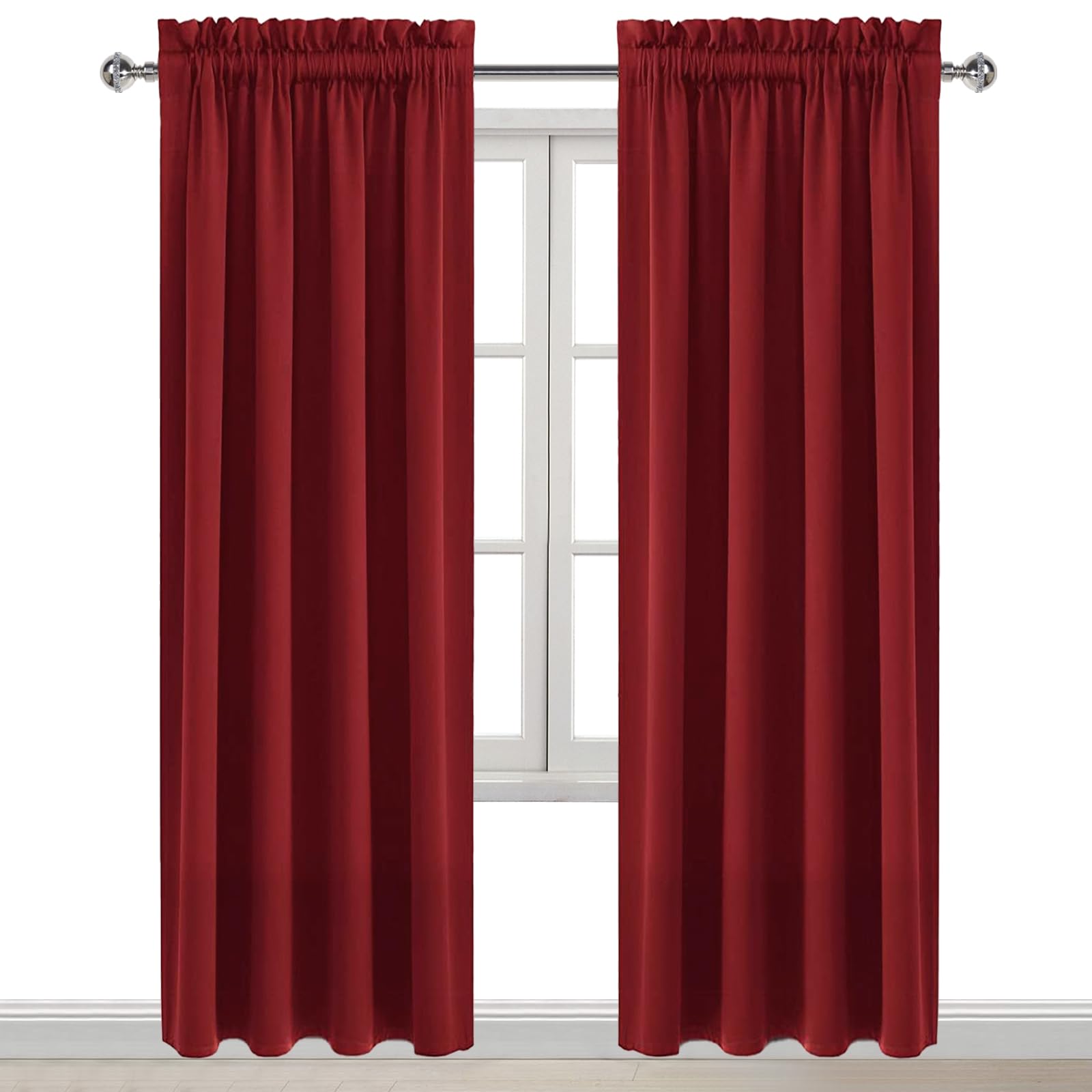 Blackout Curtains for Bedroom Living Room 38 x 84 Inch Long Burgundy