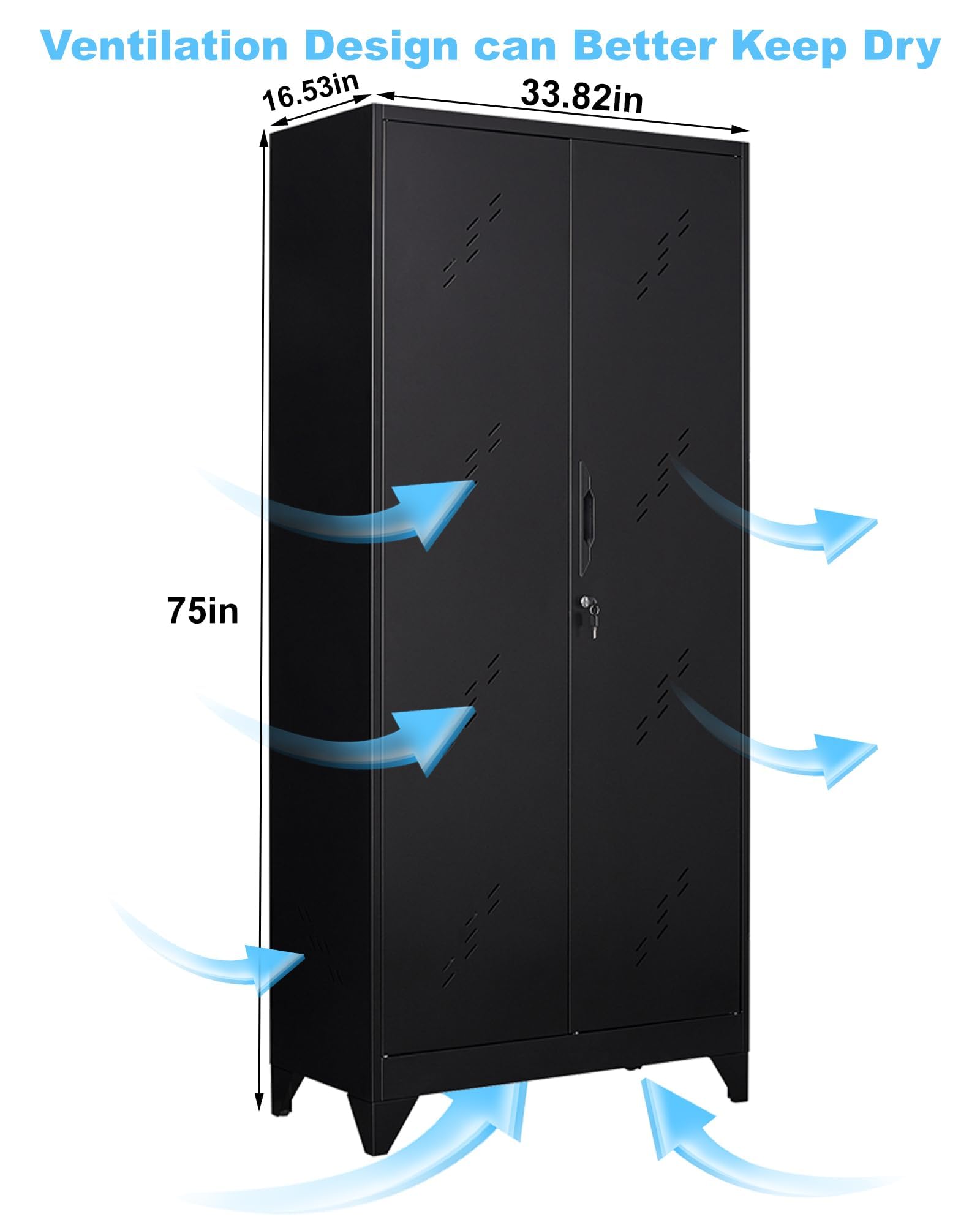 Metal Storage Cabinet with Locking Doors