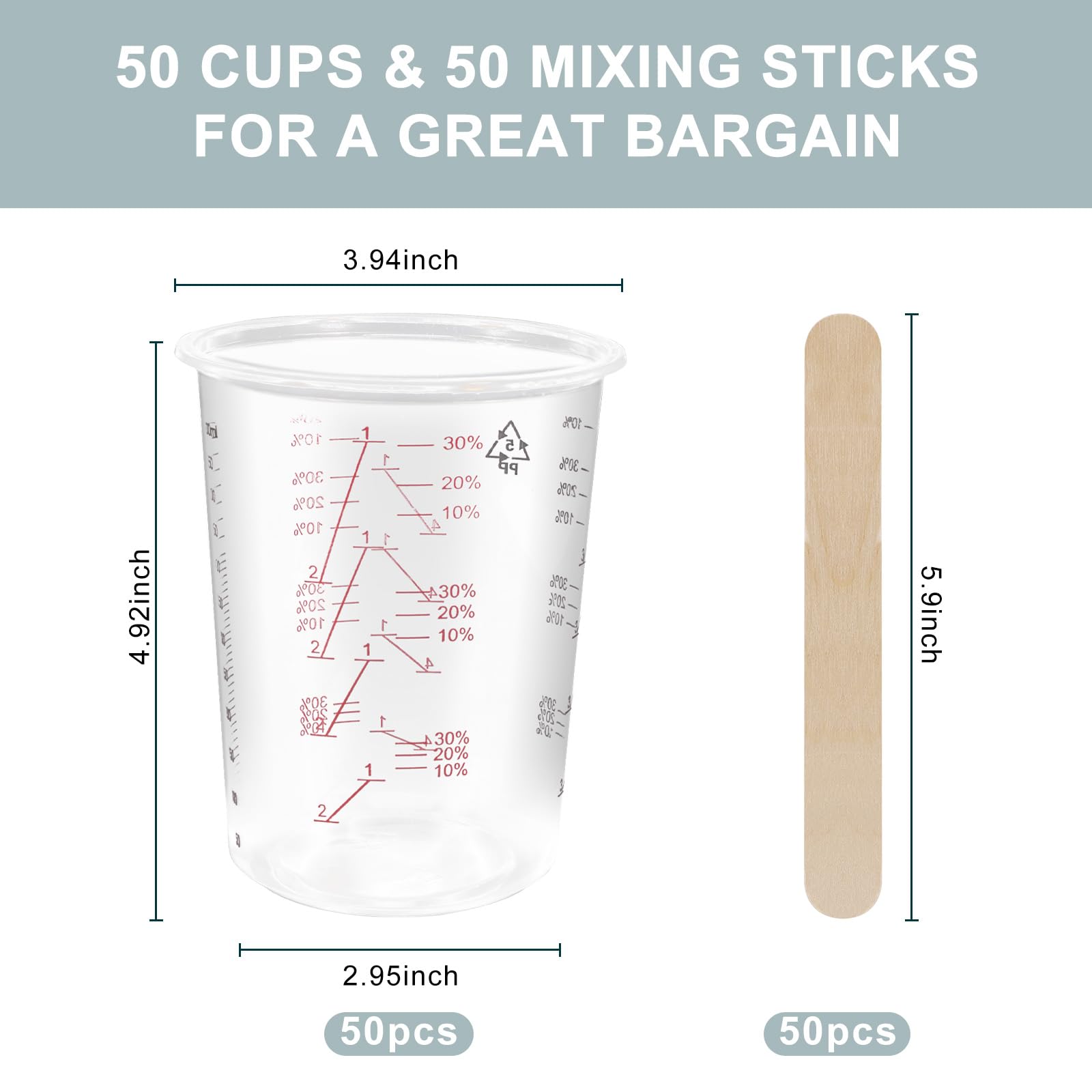 50 Pack Mixing Cups Set Paint Mixing Cups 20 oz