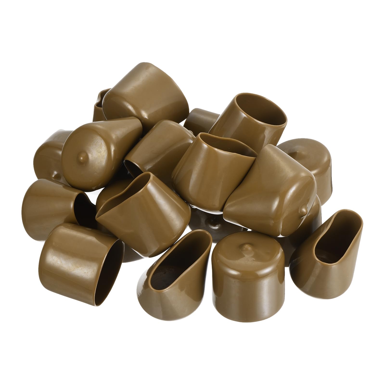 20pcs Rubber End Caps 34mm ID Vinyl PVC Round Tube Bolt Cap Cover Screw Thread Protectors Light Brown