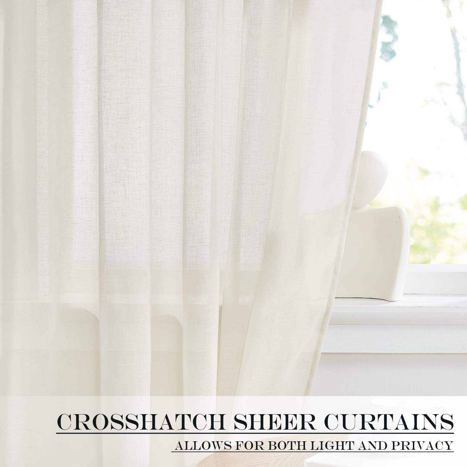Linen Curtains 50 Inches Long for Bedroom Living Room Door