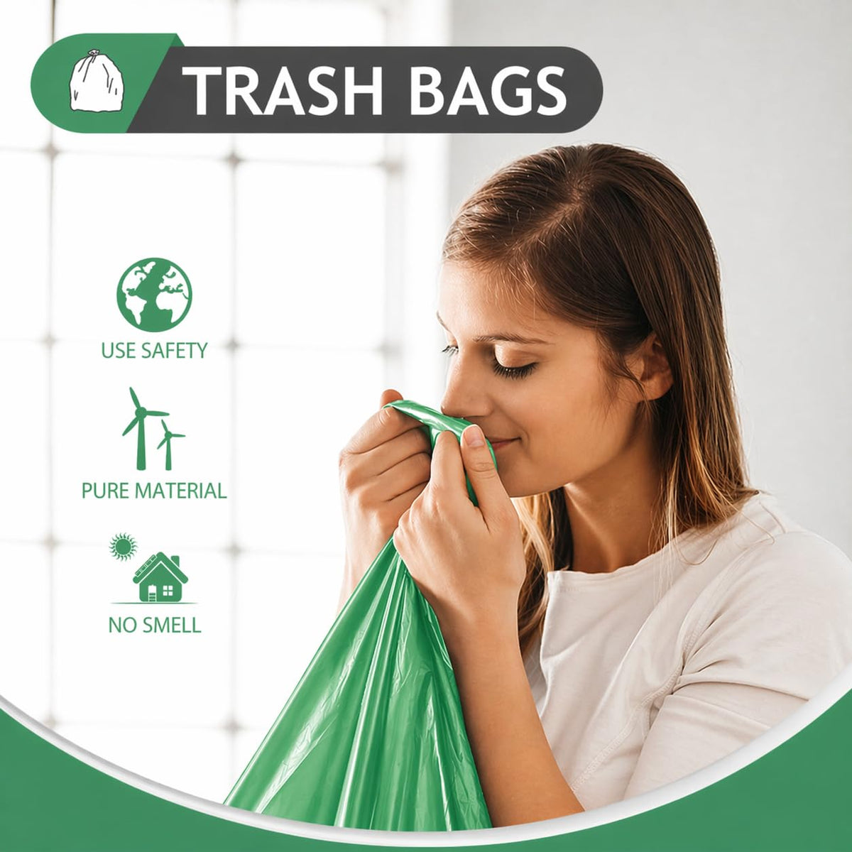 Small Green Trash Bags 4 Gallon 160 Count Kitchen Garbage Bags