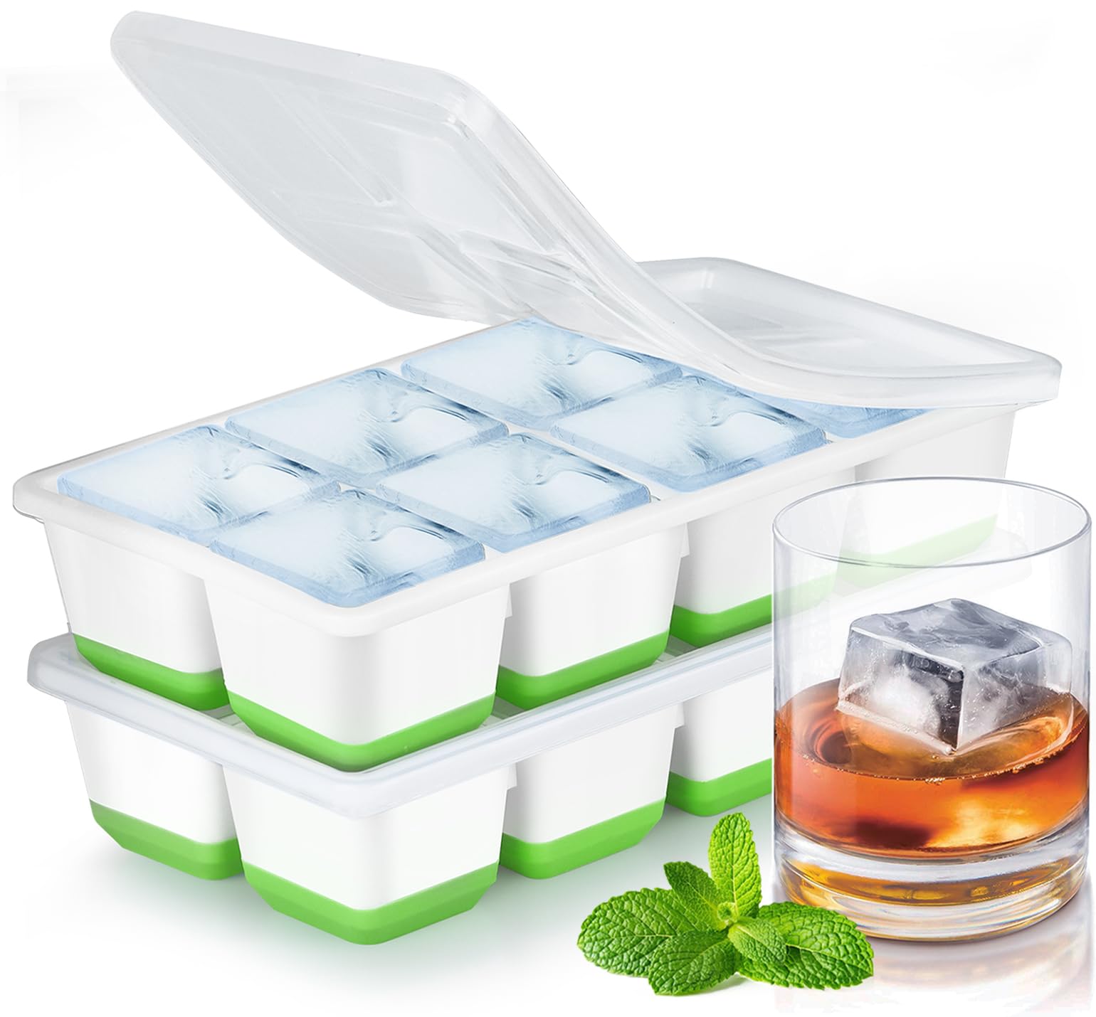 Large Ice Cube Trays with Lid (2 Count)