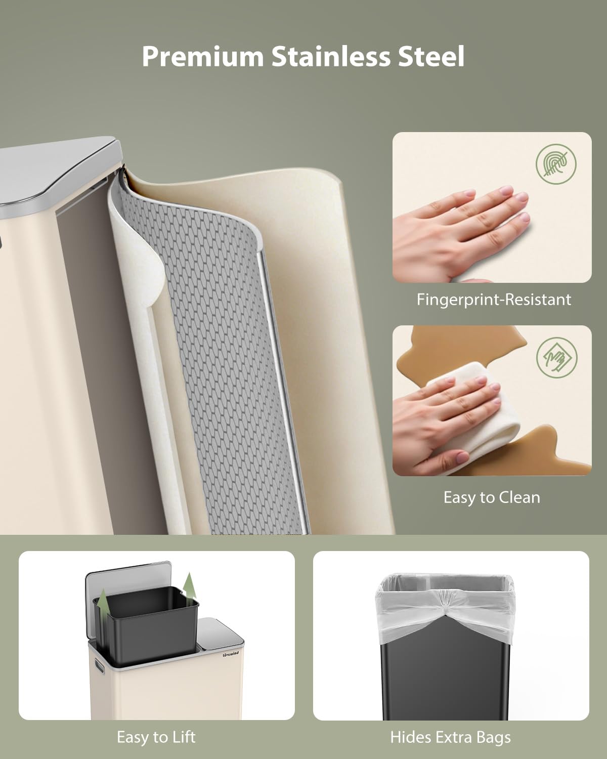 Dual Trash and Recycling Bins for Kitchen