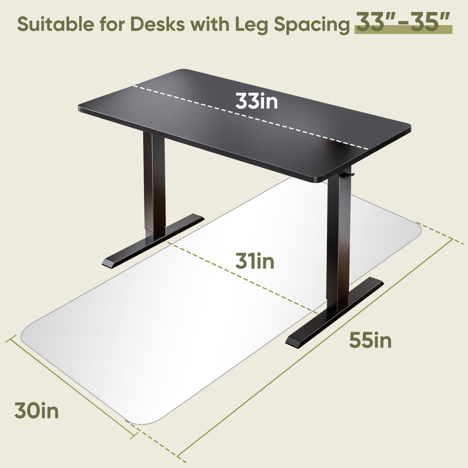 30"x55" Tempered Glass Chair Mat for Carpet & Hardwood Floors