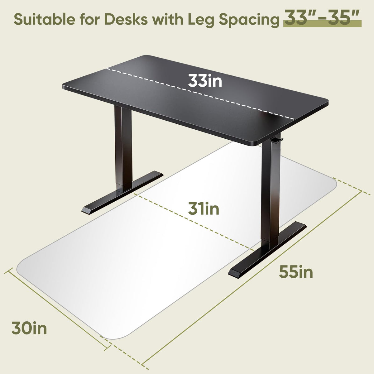 30"x55" Tempered Glass Chair Mat for Carpet & Hardwood Floors