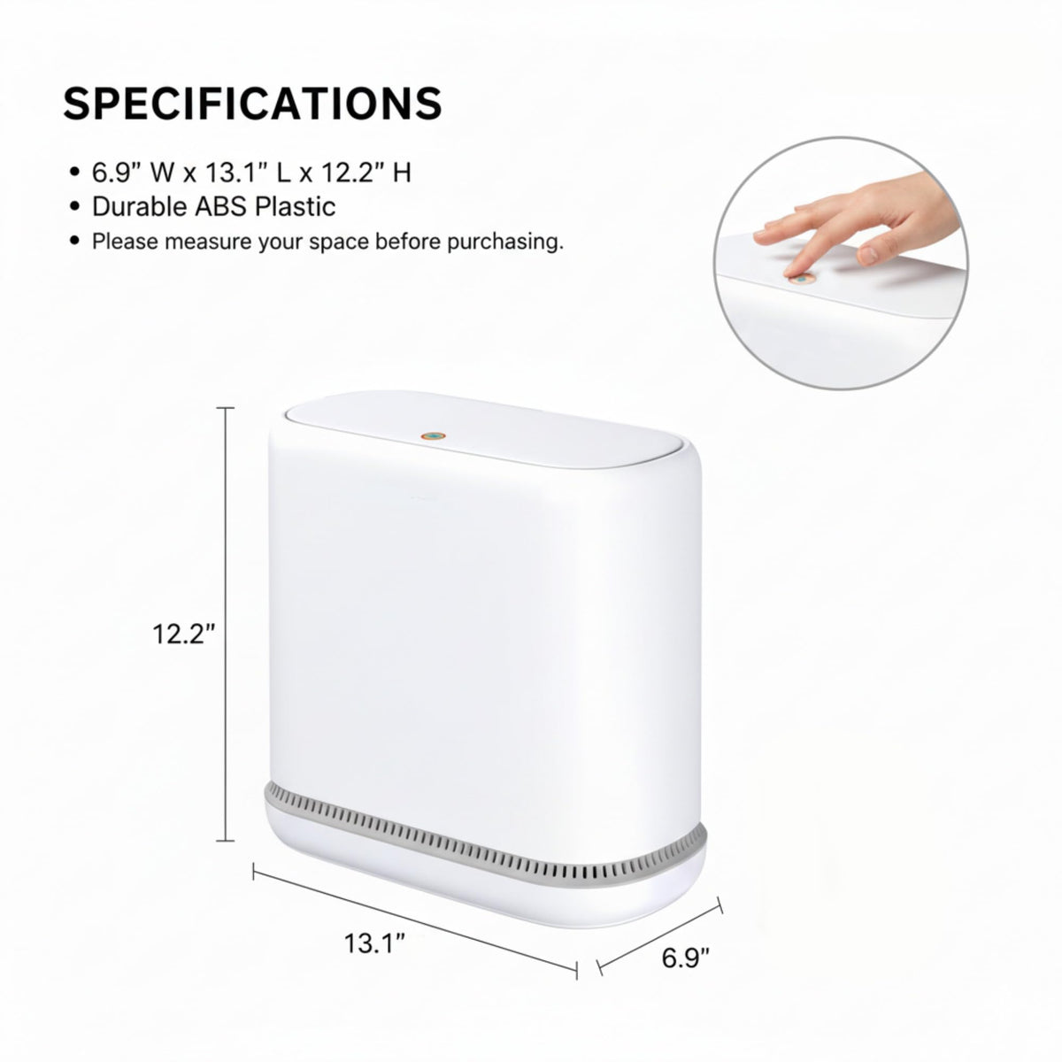 Dog Proof 3.3 Gal Slim Bathroom Trash Can with Locking Lid