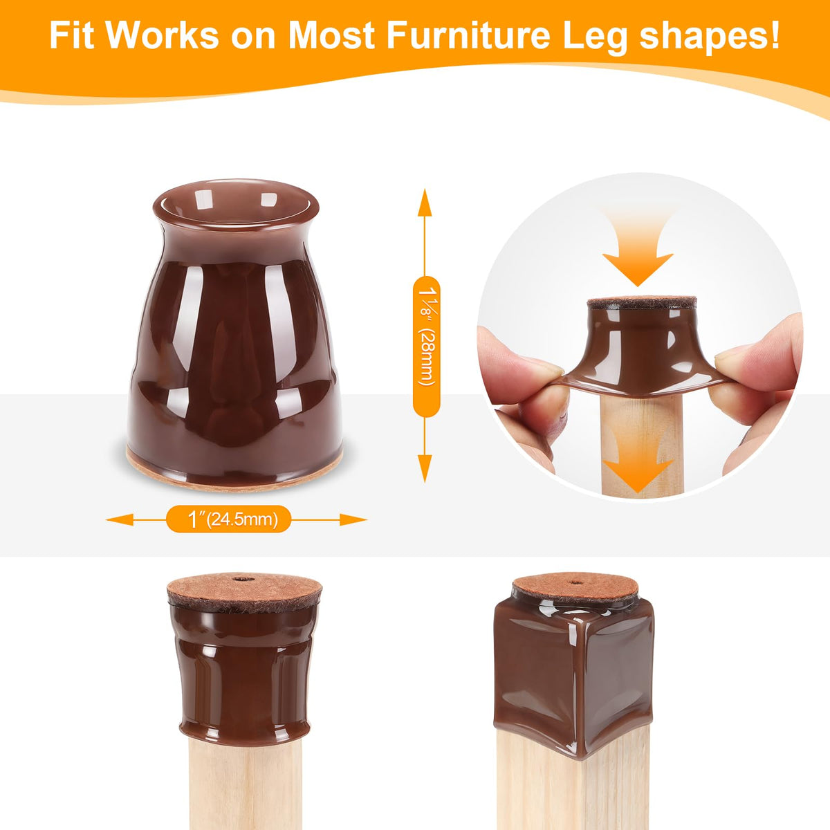 16 Pack Extra Small Chair Leg Floor Protectors for Hardwood Floors (16 Count)