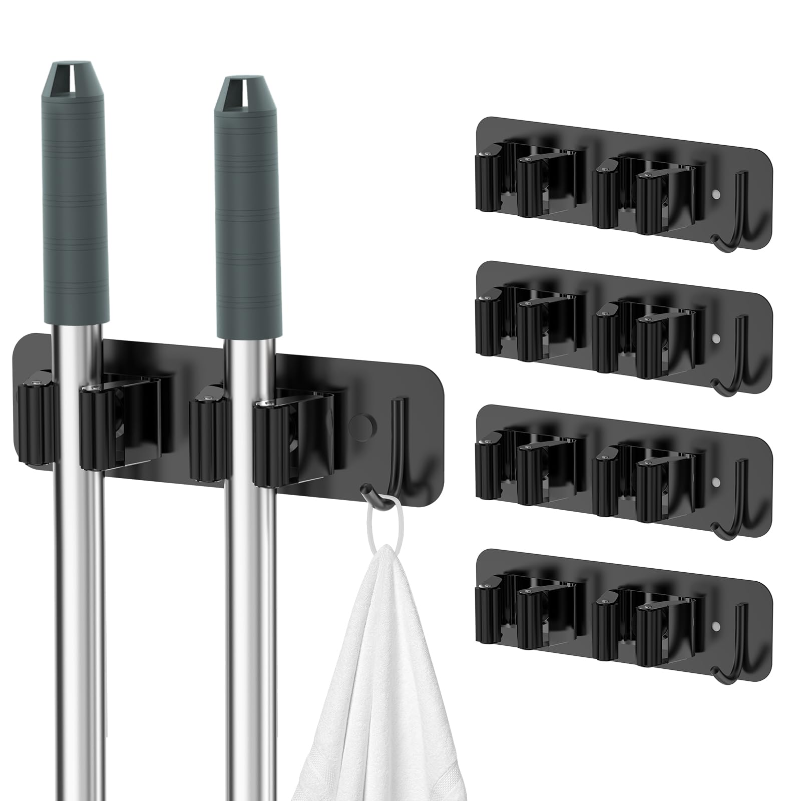 Wall Mount Mop and Broom Holder (4 Count)