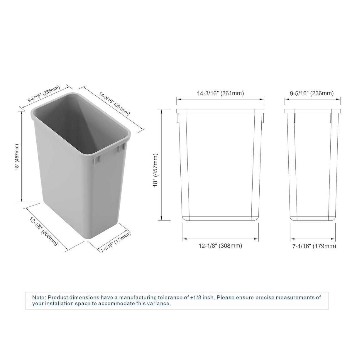 Dowell 2 Pack 35Qt Wastebasket Trash Container (2 Count)