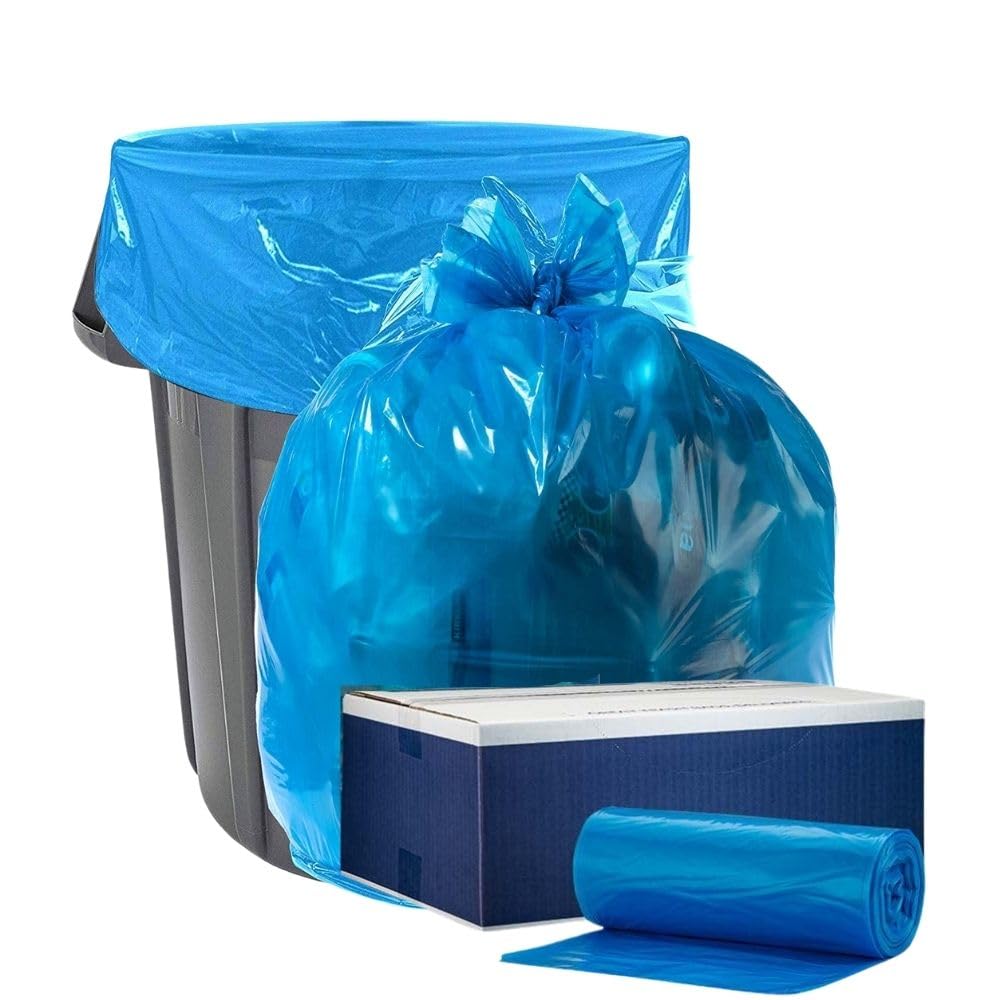 Aluf Plastics 45 Gallon 1.2 MIL Blue Industrial Strength Trash Bags (100 Count)