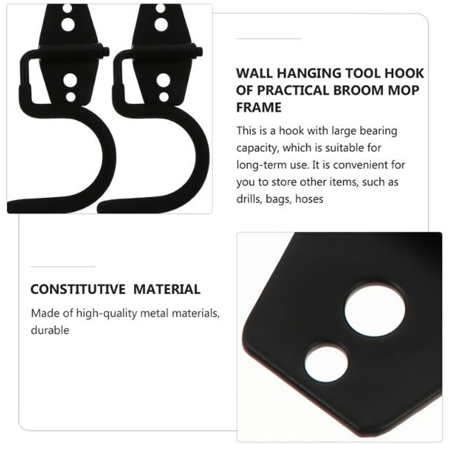 2 Pack Broom Holder Wall Mount Heavy Duty Mop Hanger with Screws Anchors Stand (2 Count)