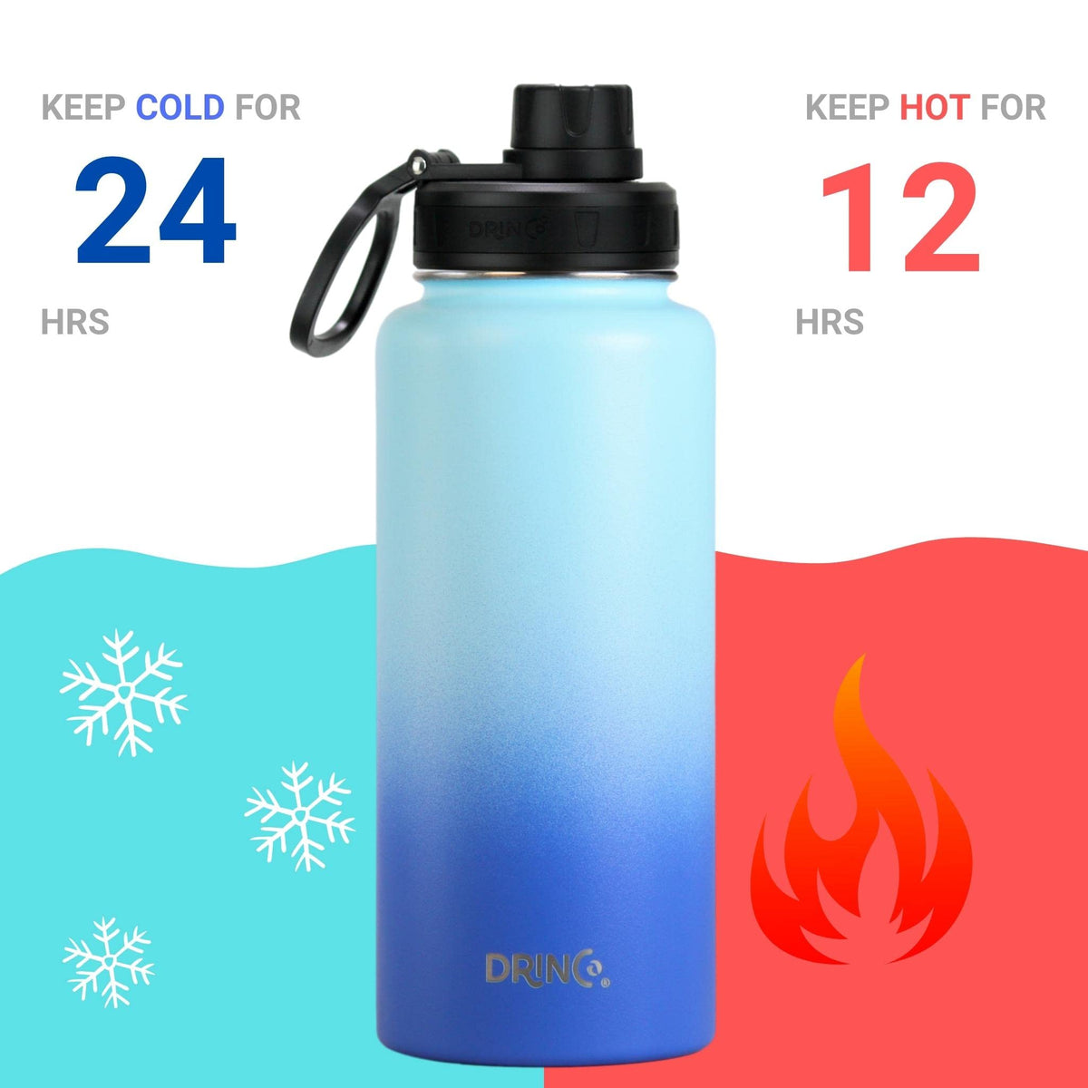 Stainless Steel Water Bottle Spout Lid Vacuum Insulated Double Wall Water Bottle Wide Mouth