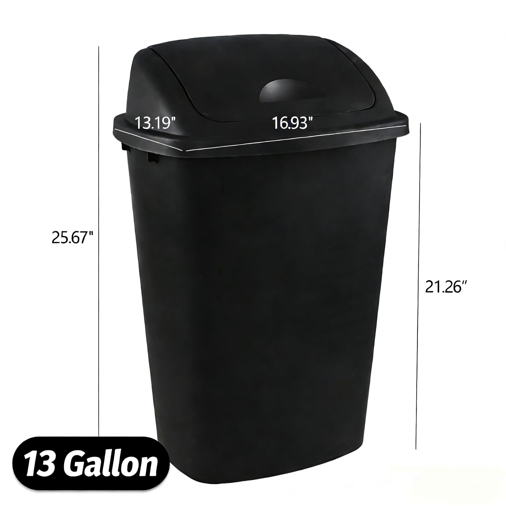 13 Gallon Trash Can with Swing Lid (4 Count)