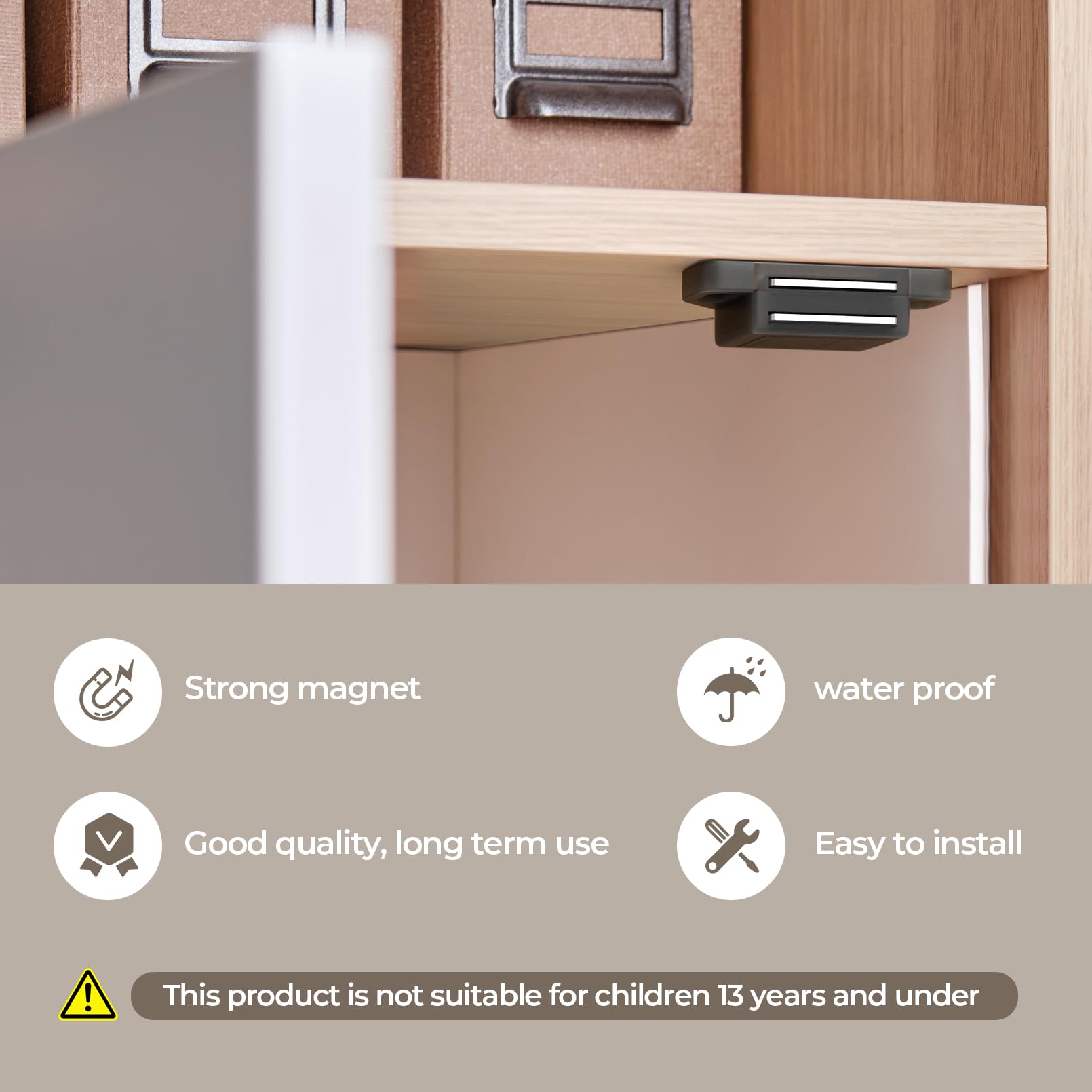 Cabinet Magnetic Catch Door Latch 25LB for Kitchen Drawer Magnets to Stay Closed Magnetic Catch Closet for Drawer（Black 24 Pack）