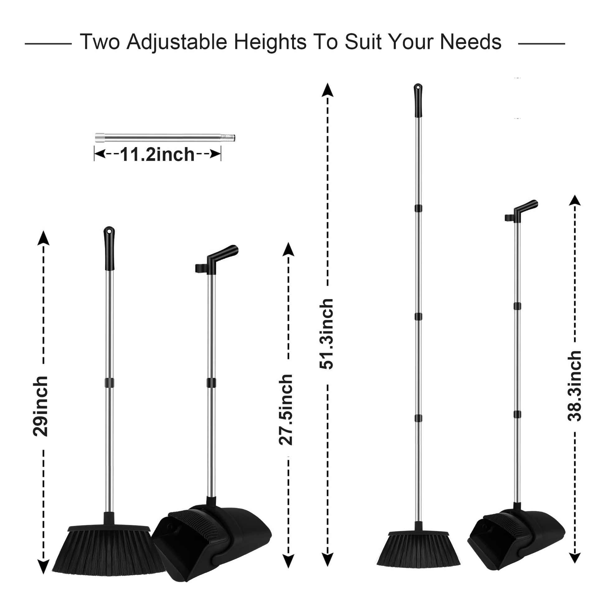 Black Broom and Dustpan Combo Set