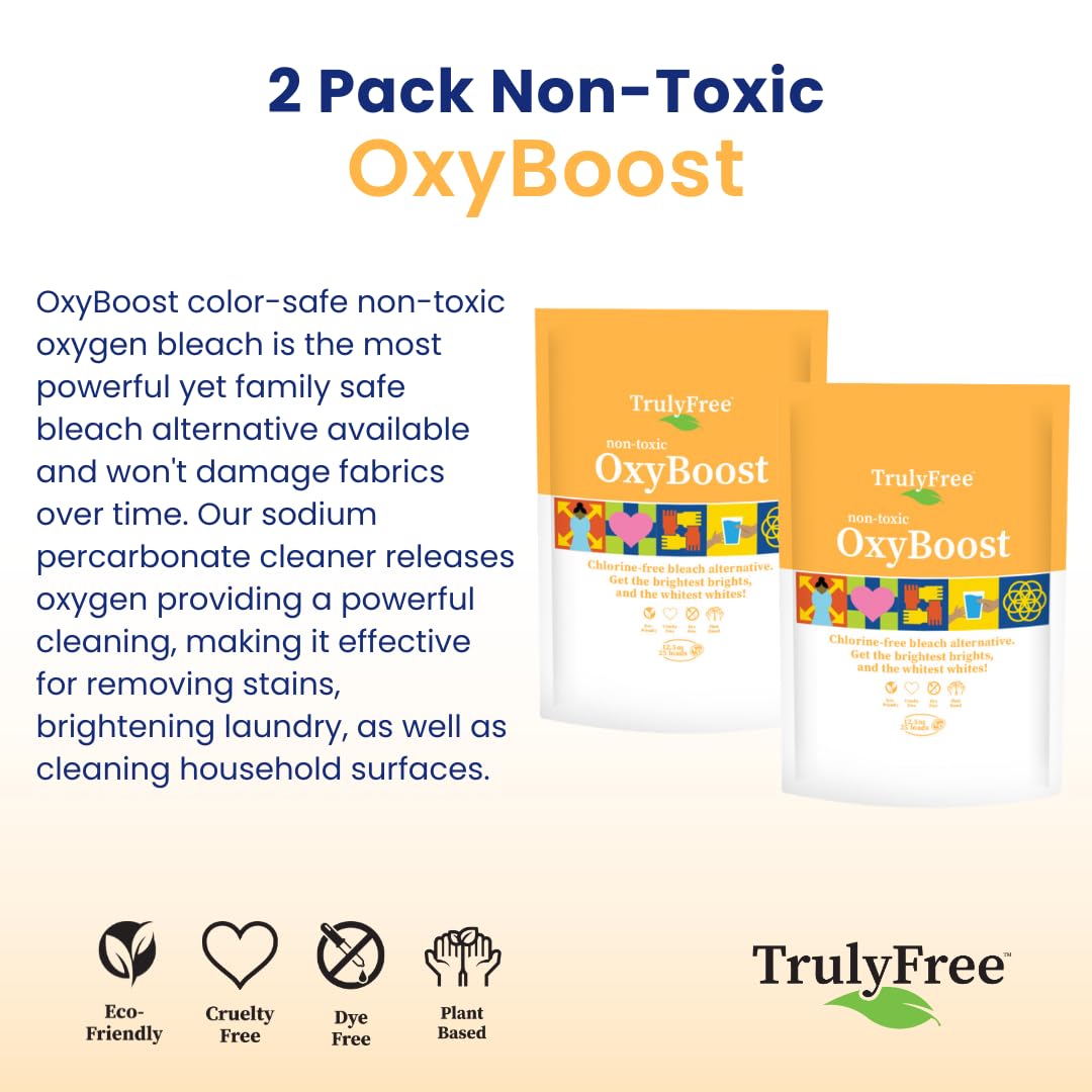 OxyBoost Oxygen Whitener & Clothes Stain Remover Laundry Detergent Powder with Sodium Percarbonate (25 Ounce)
