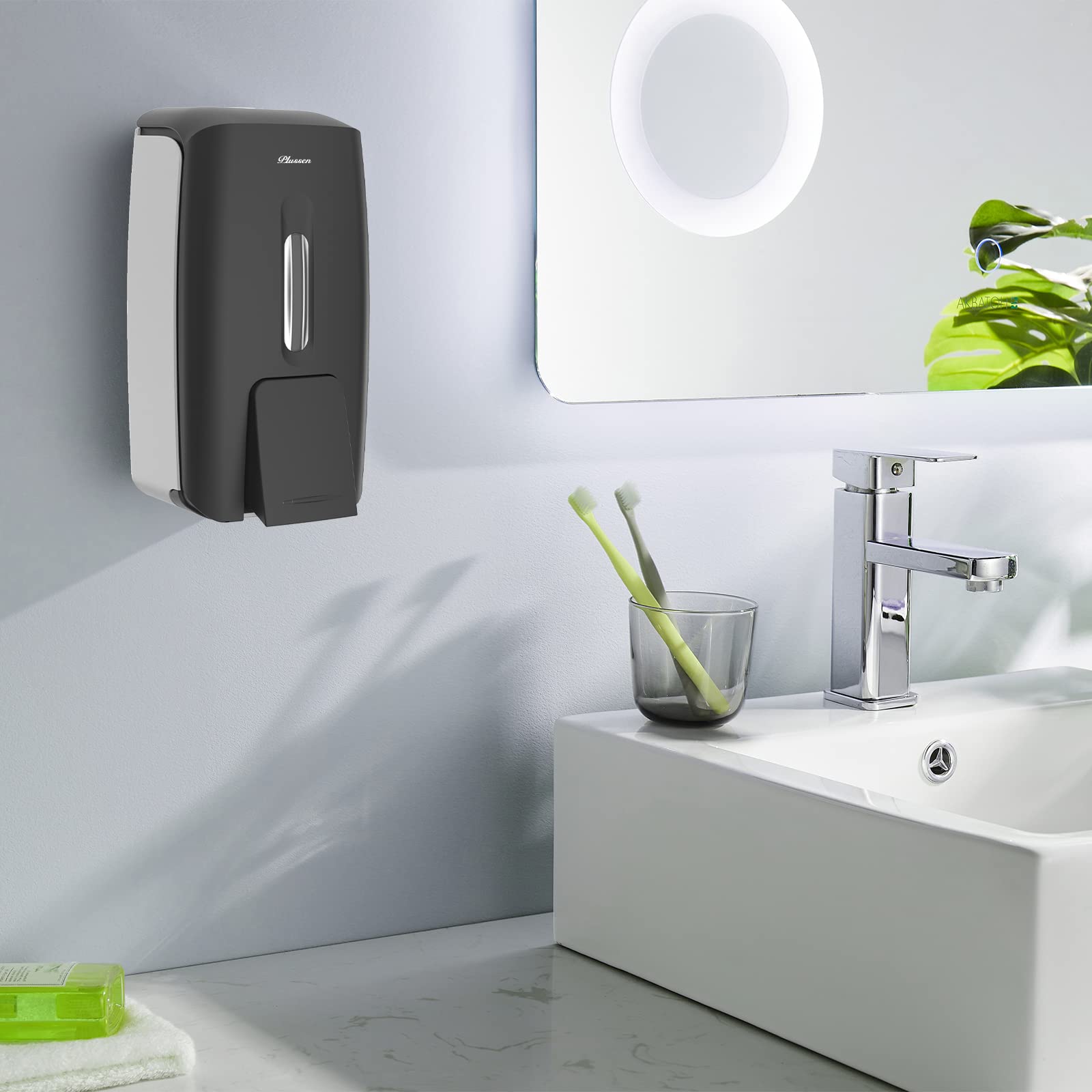 Soap Dispenser Wall Mount Adhesive Commercial Soap Dispenser 800ml No Drill Hand Sanitizer Dispenser for Bathroom Support Liquid and Gel