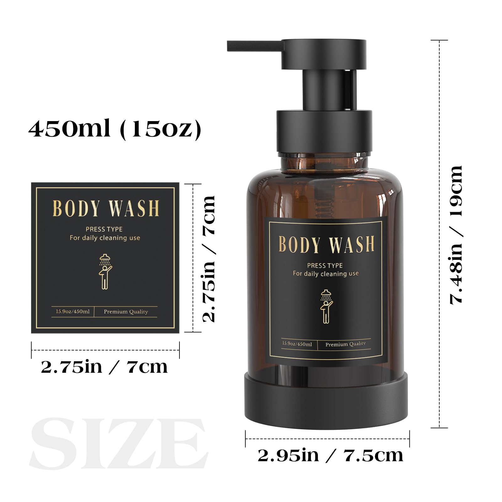 Glass Foaming Soap Dispenser 15oz Hand Soap Bottle (2 Count)