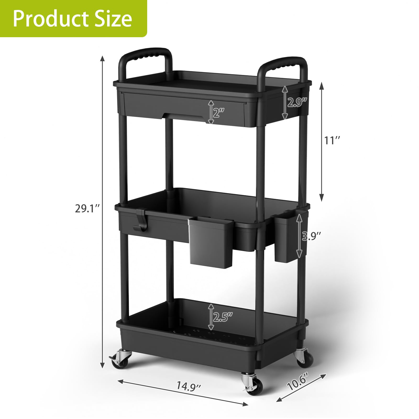 3 Tier Rolling Cart Organizer (3 Count)