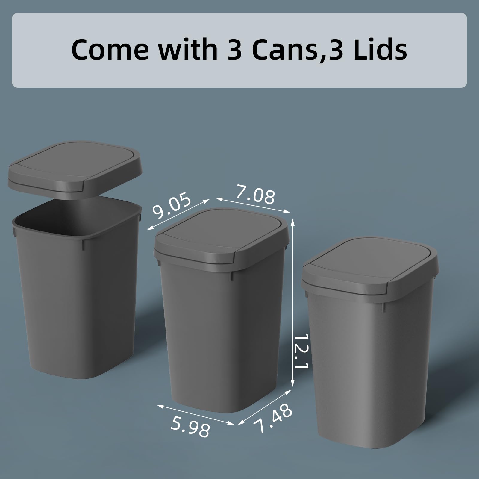 3 Pack Bathroom Small Trash Can with Lid (3 Count)