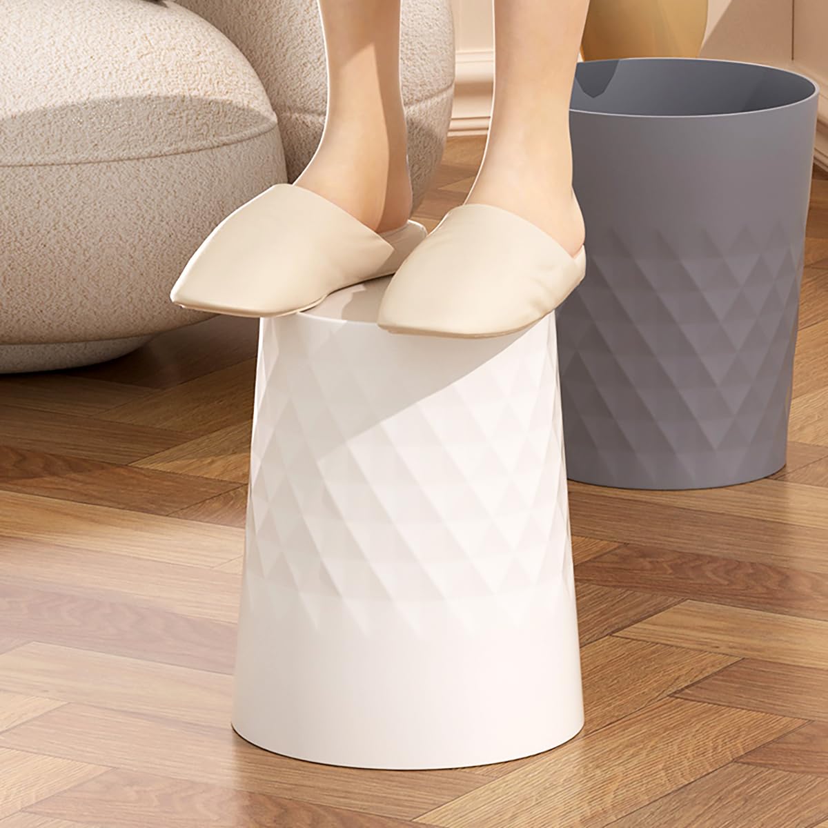 Bathroom Trash Can 1.8 Gallon Waste Basket Garbage Can for Dorm Toilet Living Room Office Kitchen (2 Count)