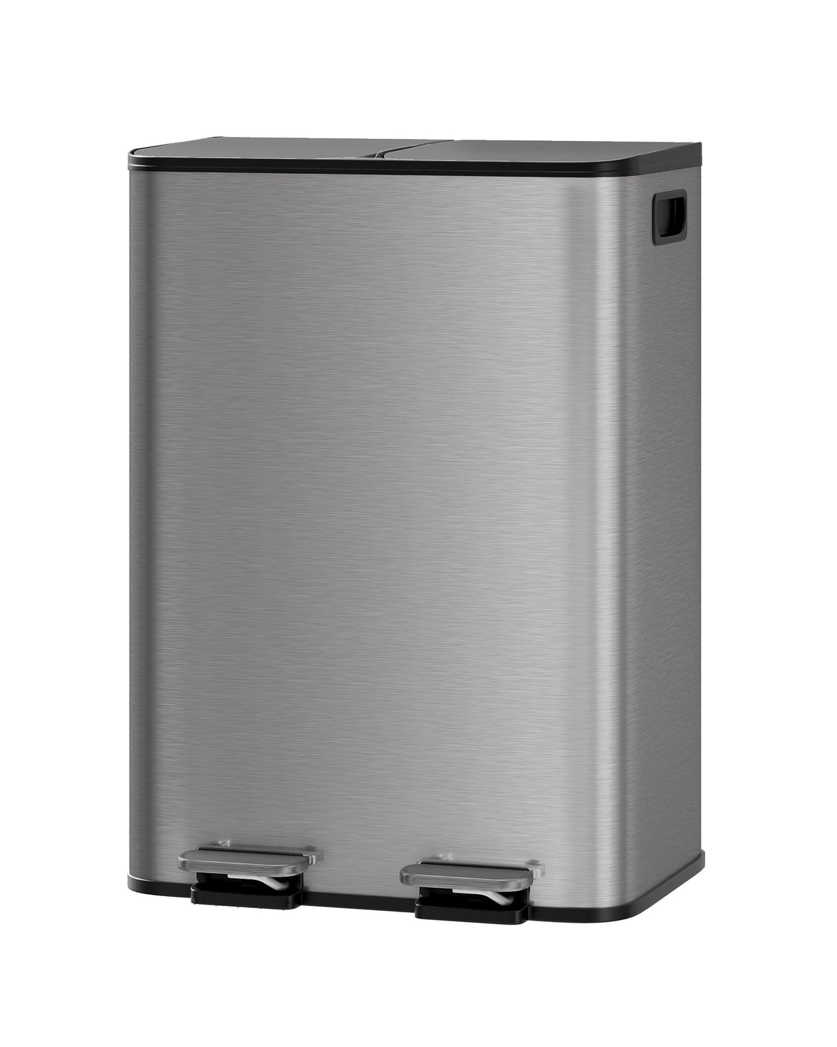 2x8 Gal Dual Kitchen Trash Can Stainless Steel Step Pedal Gray