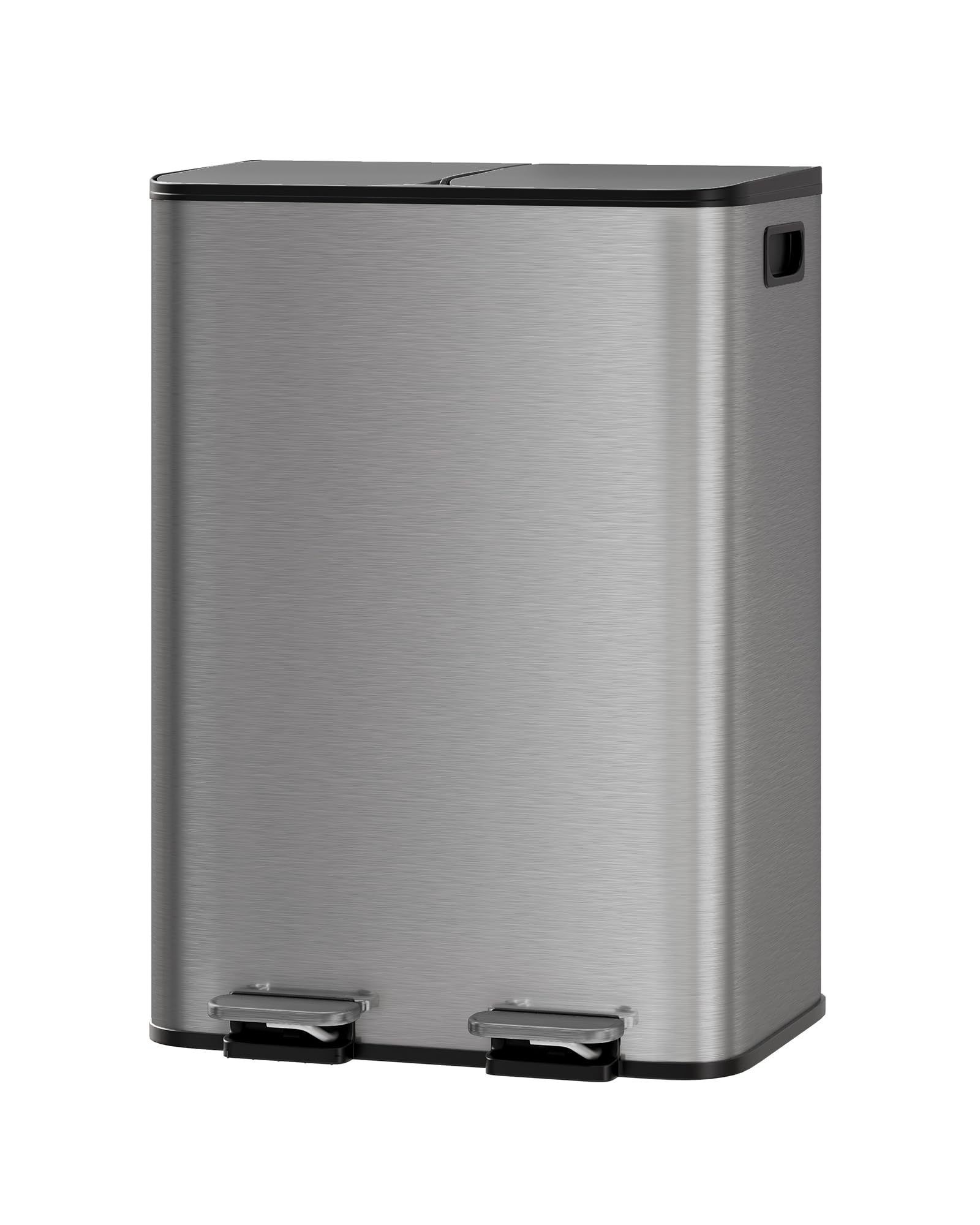 2x8 Gal Dual Kitchen Trash Can Stainless Steel Step Pedal Gray