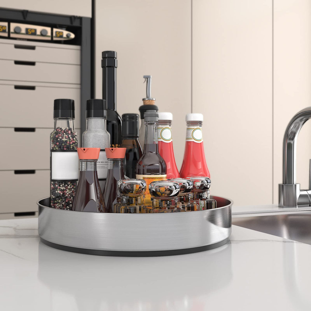 Lazy Susan Turntable Spice Rack Organizer for Kitchen Cabinet