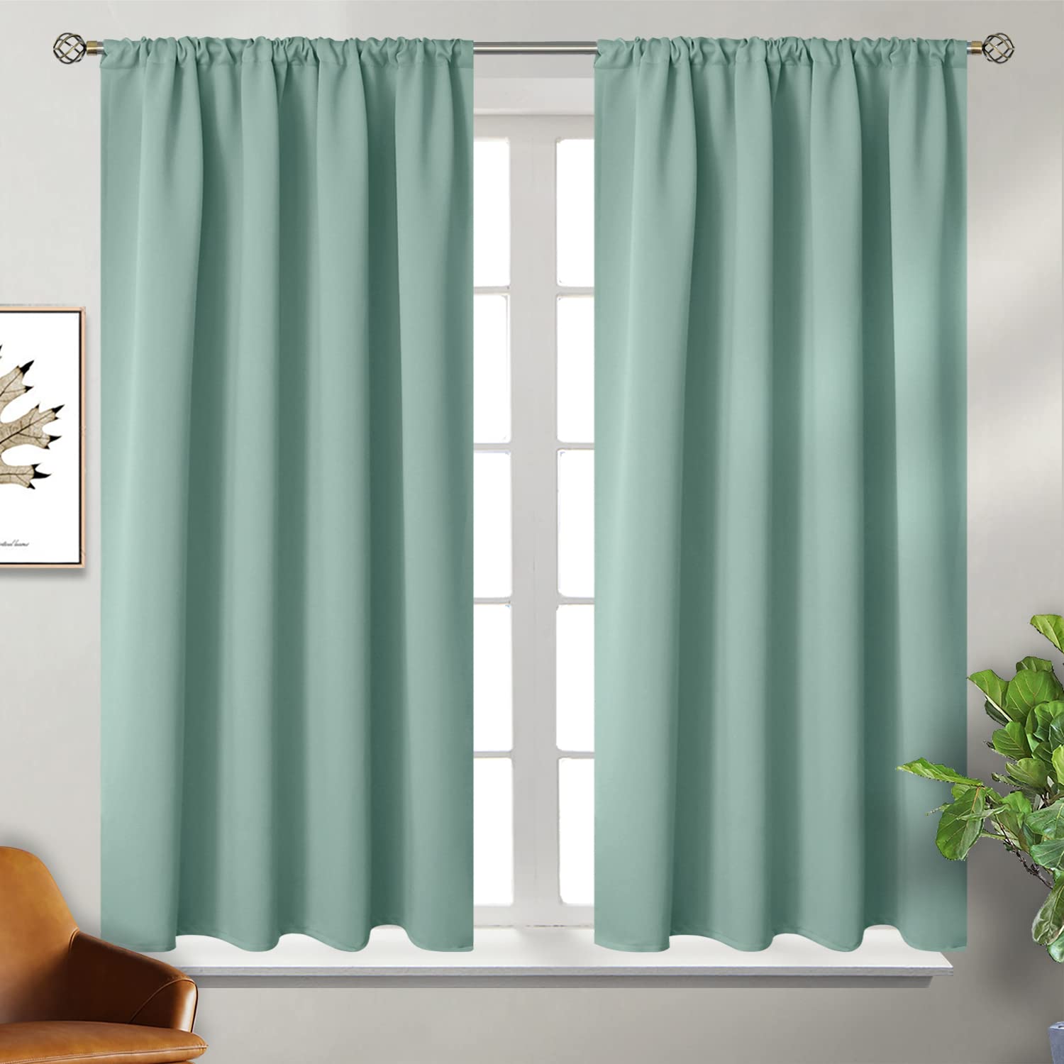 Sage Green Curtains 54 Inch Length for Short Window