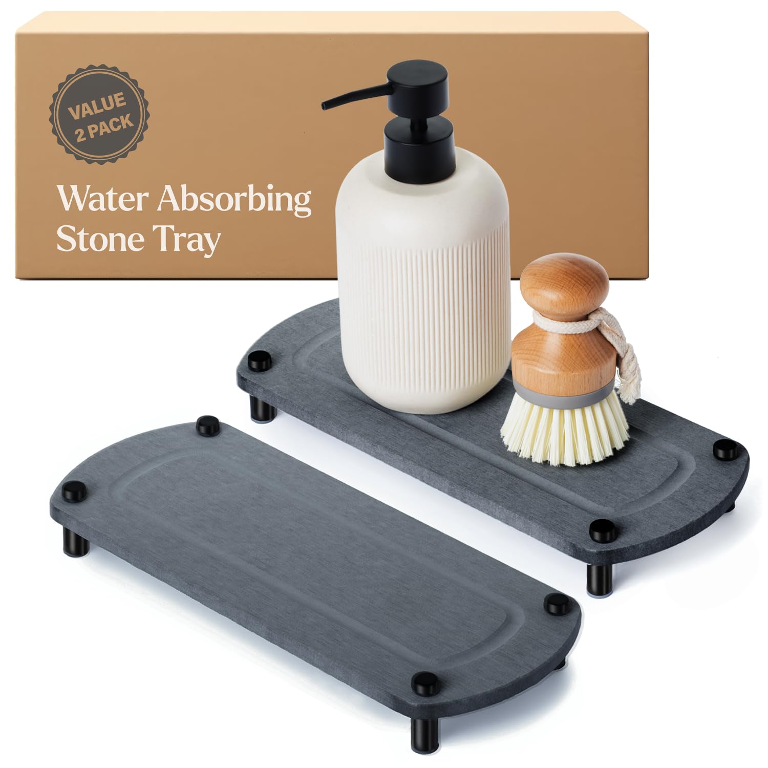 2PCS Absorbing Stone Soap Tray (2 Piece)