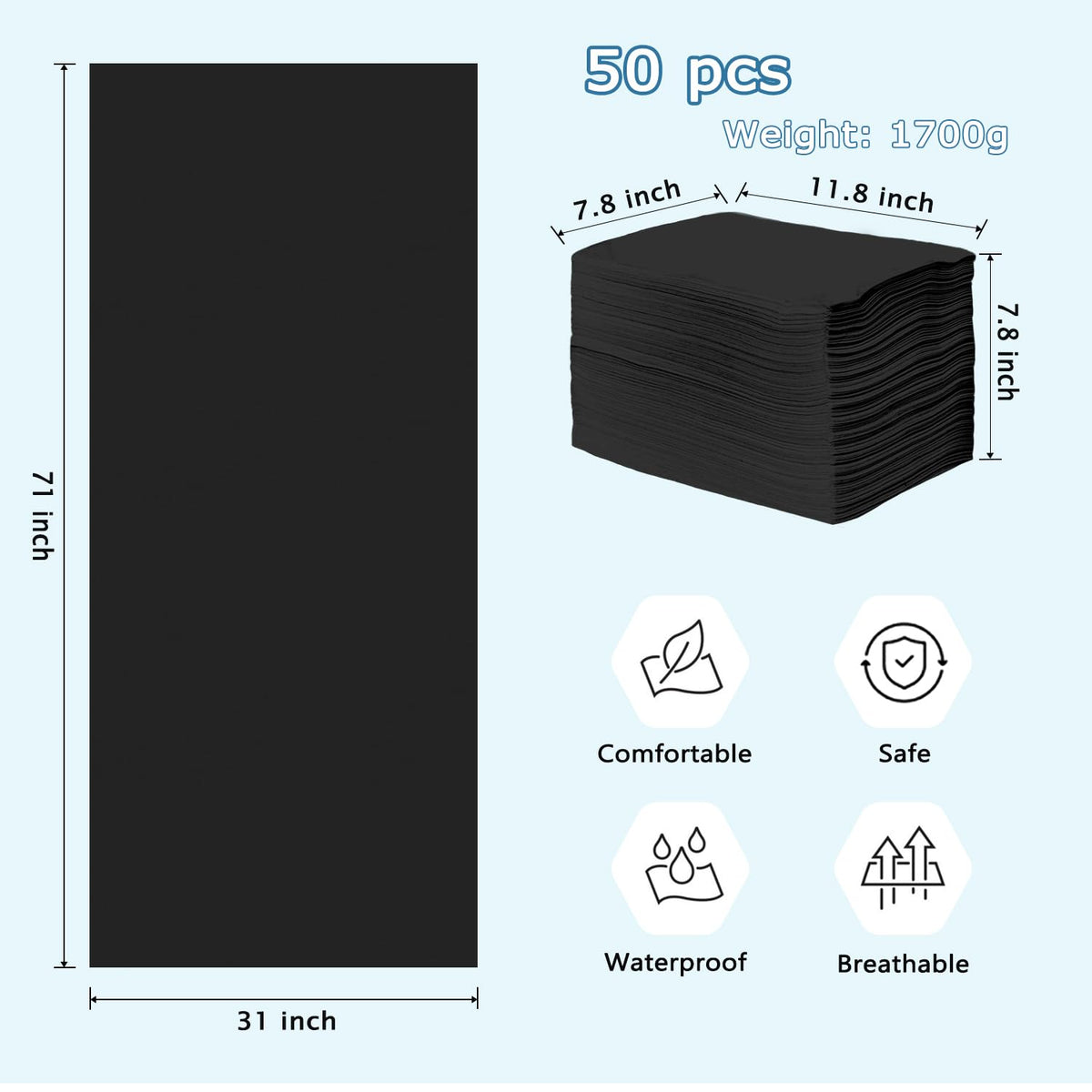 50Pcs Disposable Massage Table Sheets 31" x 71" Non