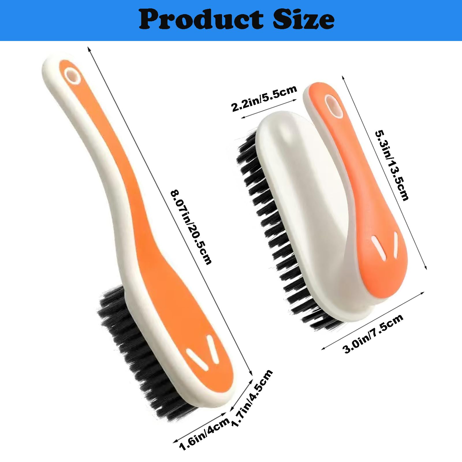 Soft Bristle Scrub Cleaning Brush Stain Remover Brush Fabric Cleaning Brush Laundry Brush Small Scrub Brush Cleaner Household Cleaning Brushes for Carpet (2 Count)