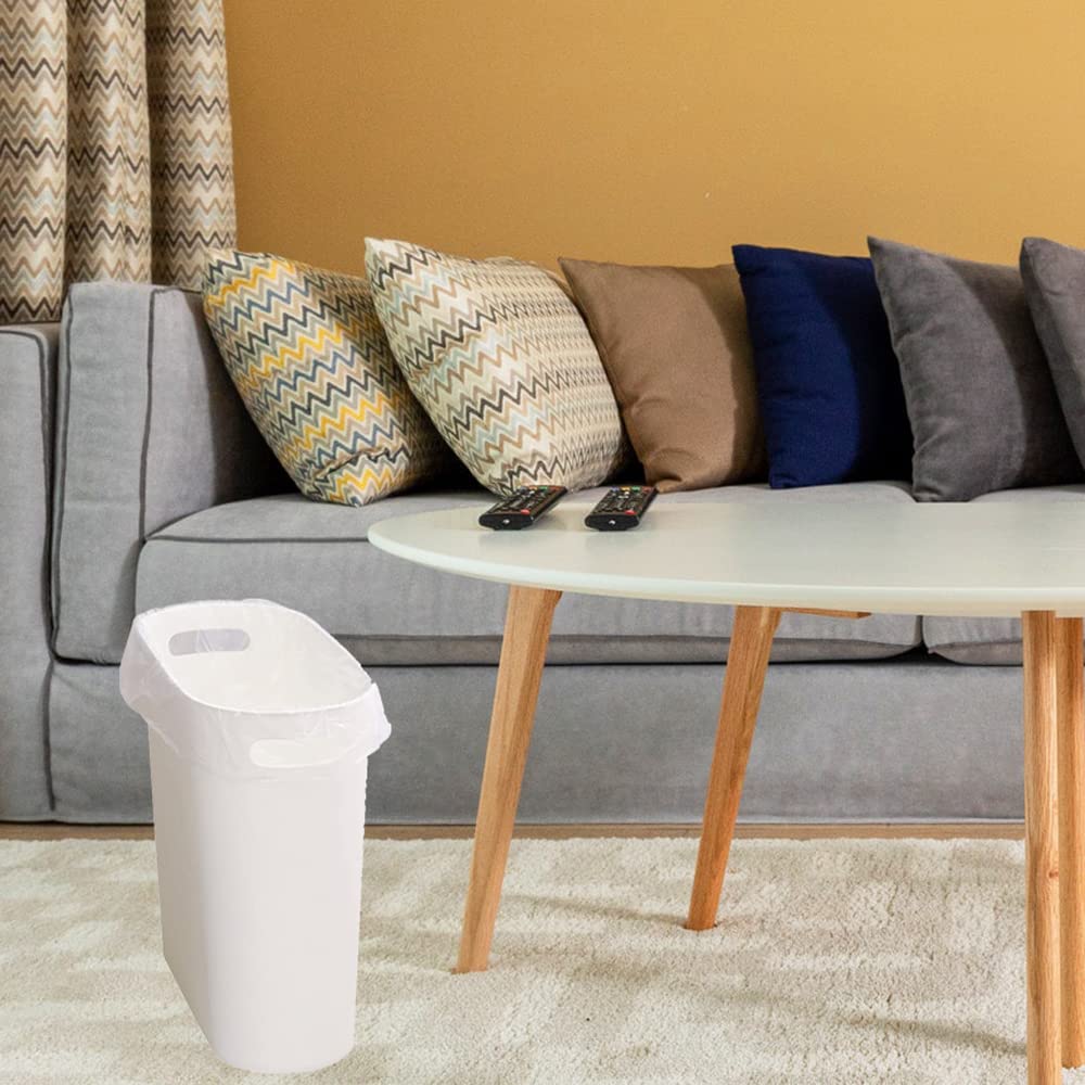 Small Trash Can Plastic Bathroom Wastebasket 3.2 Gallon Slim Garbage Container Bin with Handle for Home Kitchen Bathroom Bedroom Office (2 Count)