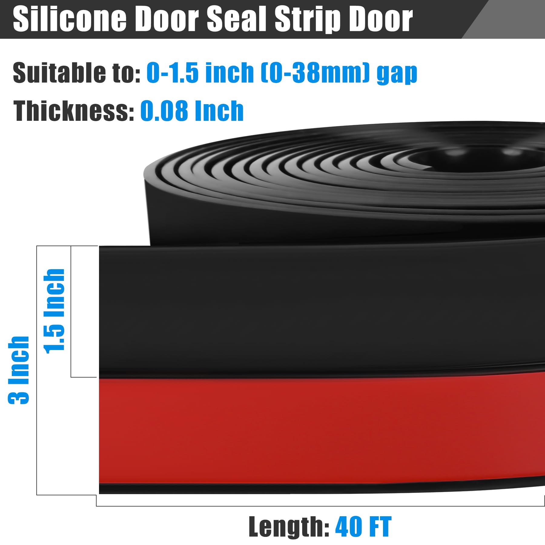 Draft Seal Tape for Doors and Windows 3 in x 410 Ft Silicone Weather Stripping Extra Thick 2mm Door Seal Strip with Strong Adhesive Draft Insulation Stopper Side Seal (40 Foot)