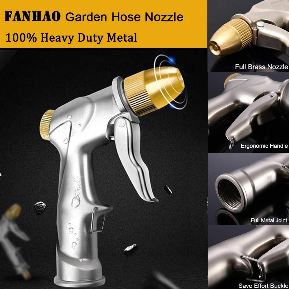 Upgraded 100% Metal Garden Hose Nozzle Heavy Duty